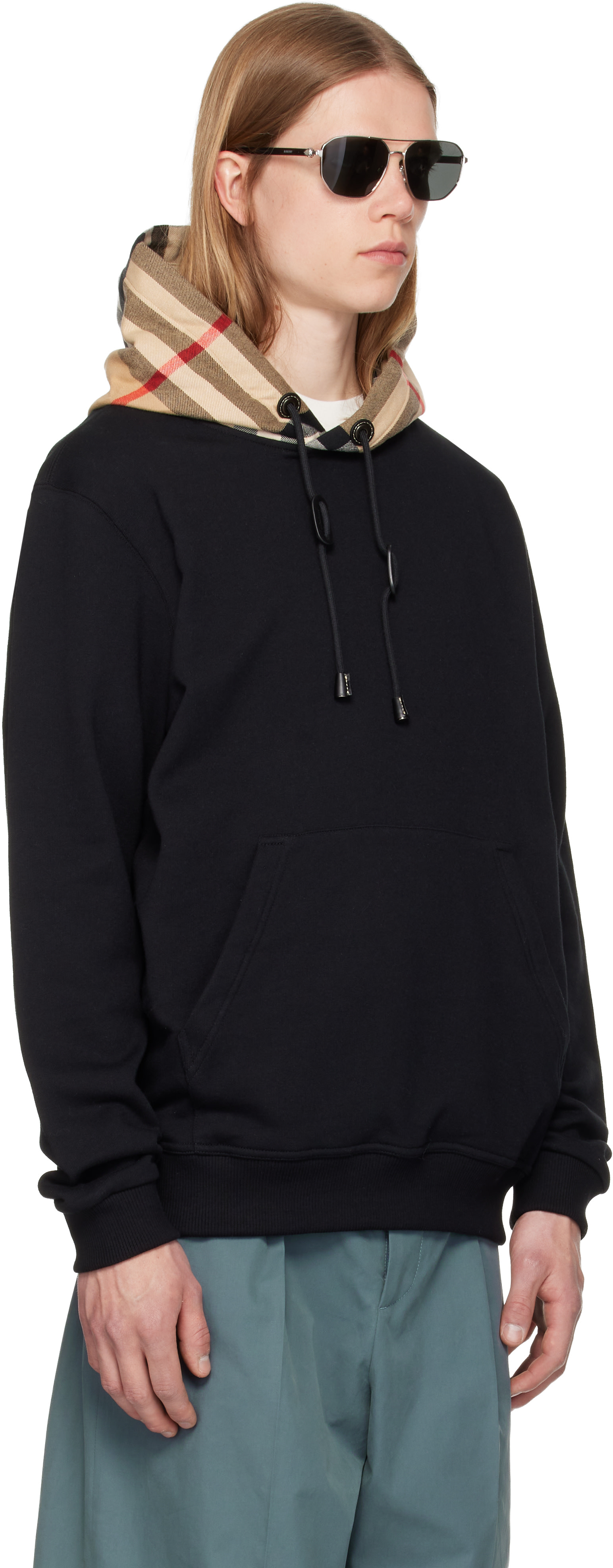 Burberry - Pull à capuche noir en coton