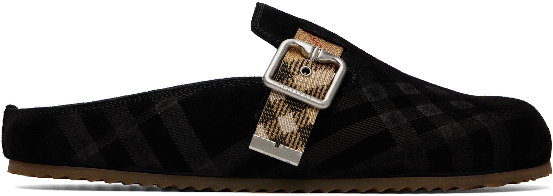 Burberry: Black Check Suede Urchin Loafers | SSENSE Burberry: Black Check Suede Urchin Loafers | SSENSE