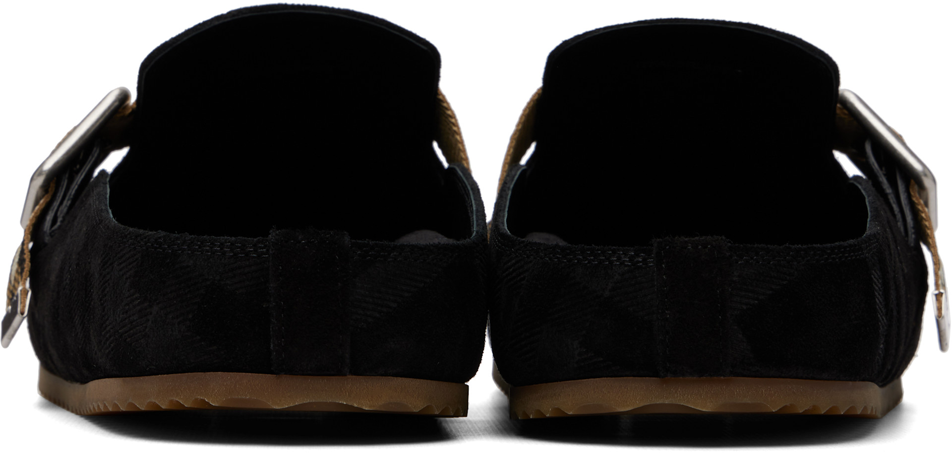 Burberry - Black Check Suede Urchin Loafers