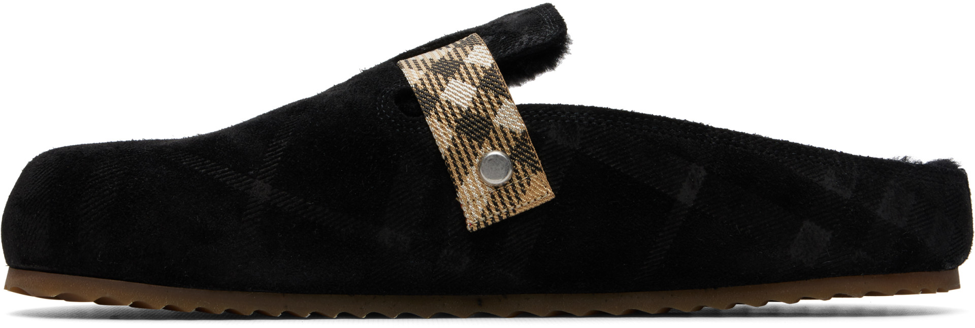 Burberry - Black Check Shearling Urchin Clogs