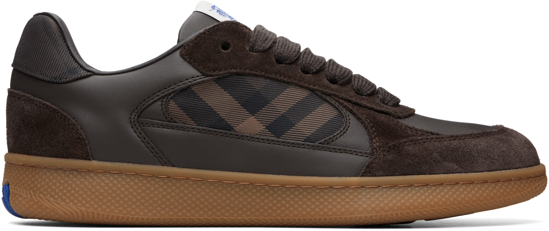 Burberry: ブラック Leather Suede & Check Terrace スニーカー