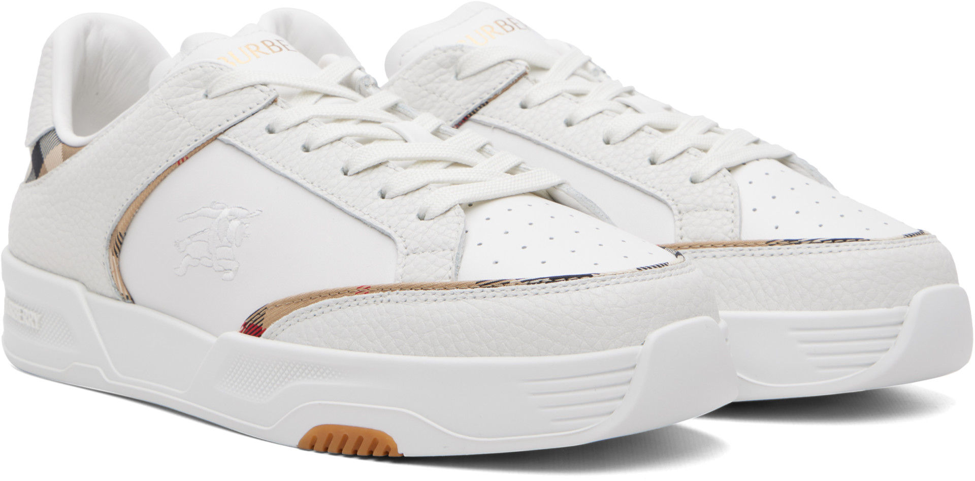 Burberry - Baskets Harrow blanches en cuir