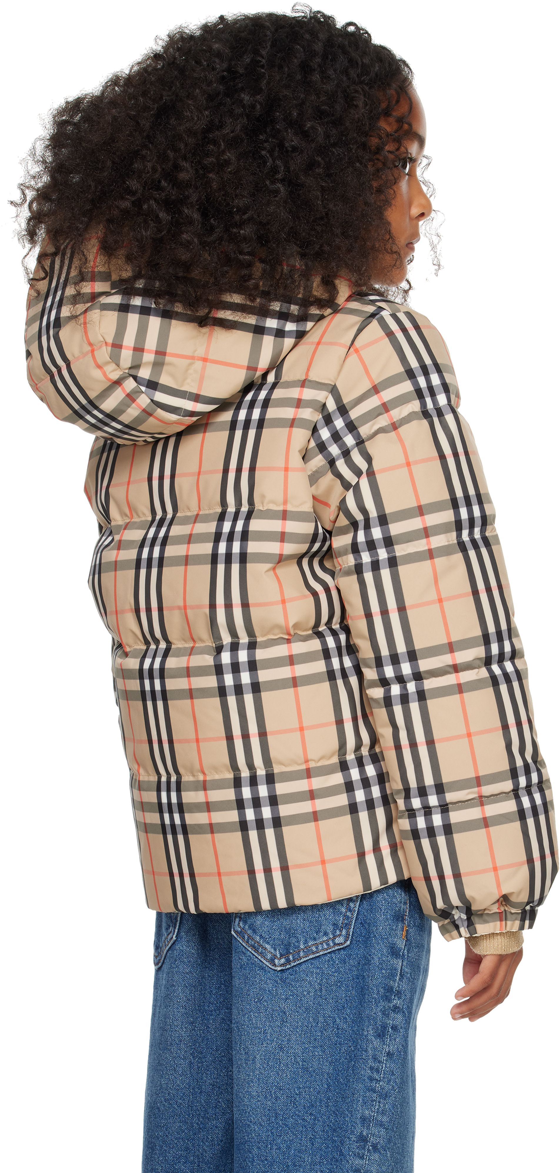 Burberry - Kids Beige Reversible Check Down Puffer Jacket
