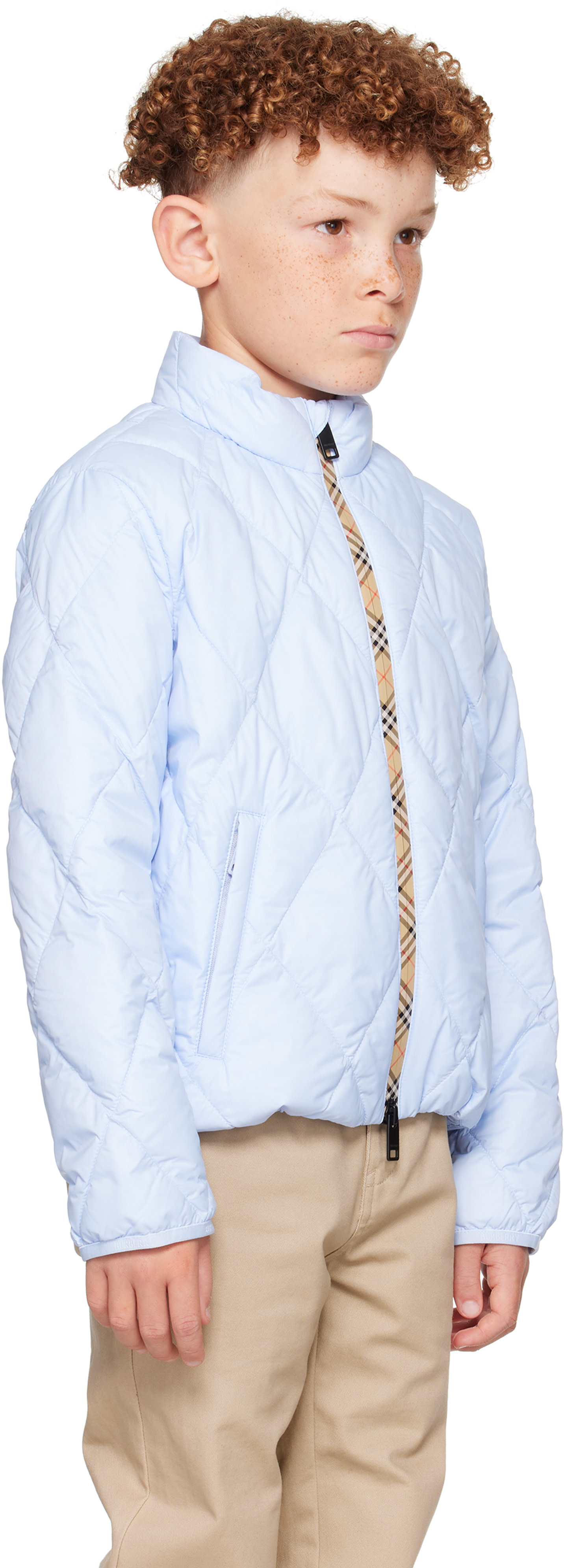 Burberry - Kids Blue Quilted Nylon Jacket