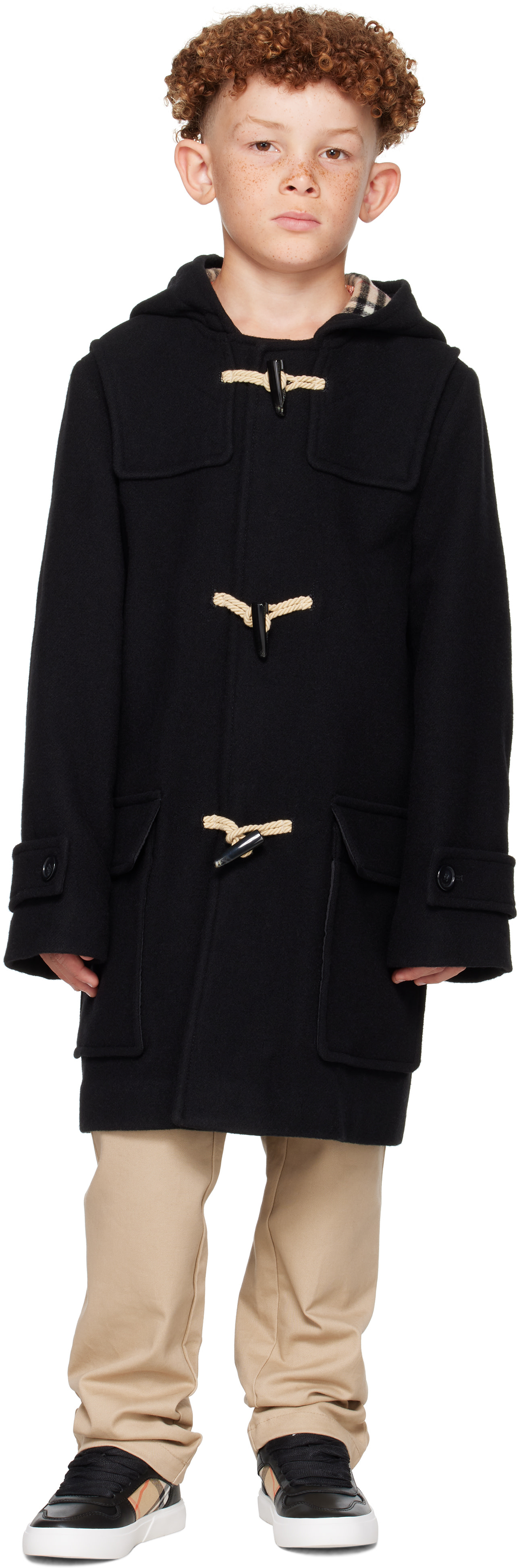 Burberry - Kids Black Wool Blend Duffle Coat