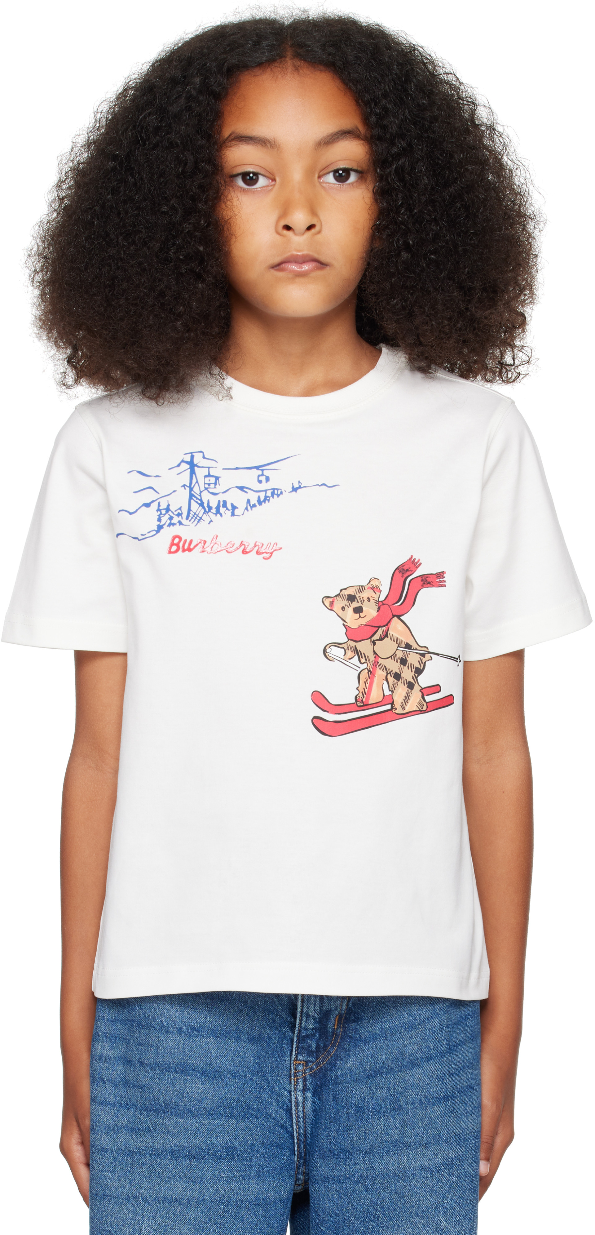 Burberry: Kids White Cedar Teddy Mountain T-shirt | SSENSE Canada