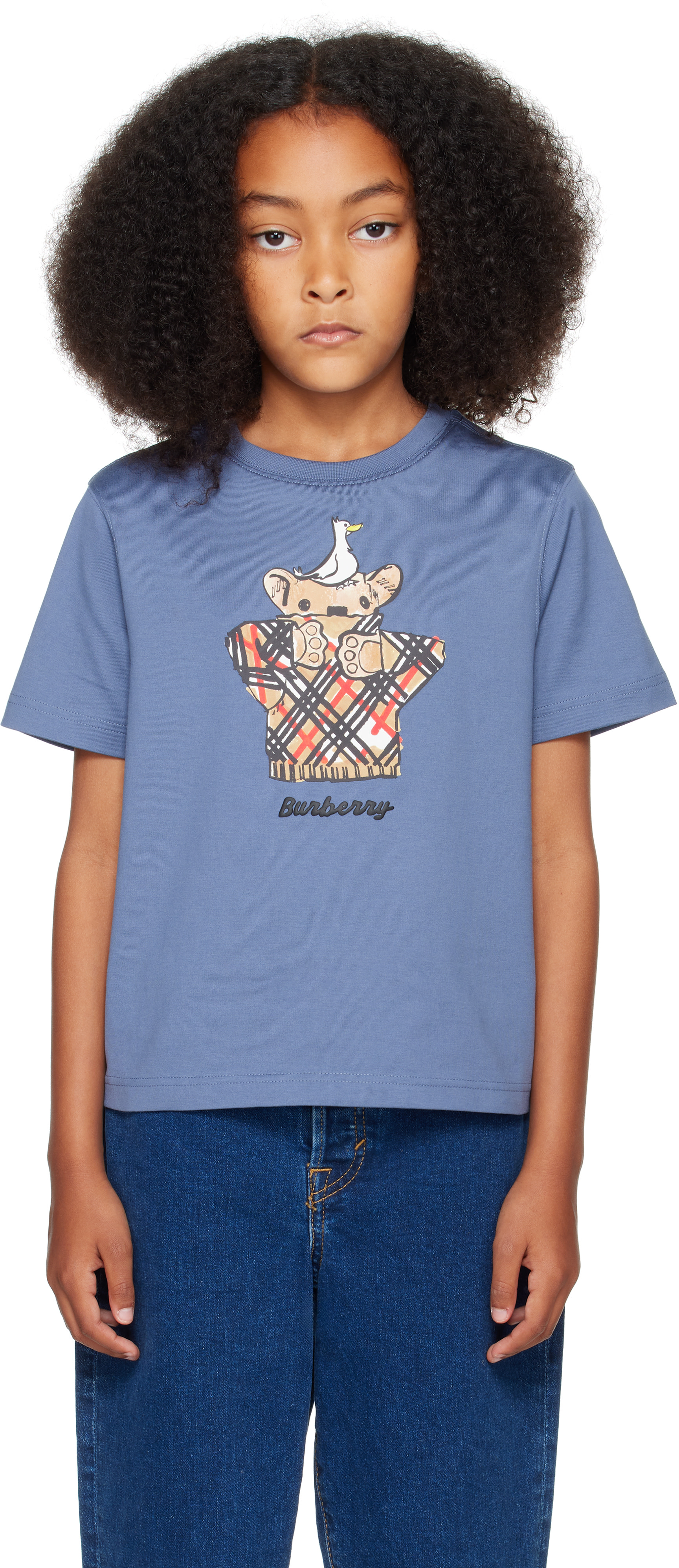Burberry: Kids Blue Cosy Bear Cotton T-shirt | SSENSE Switzerland