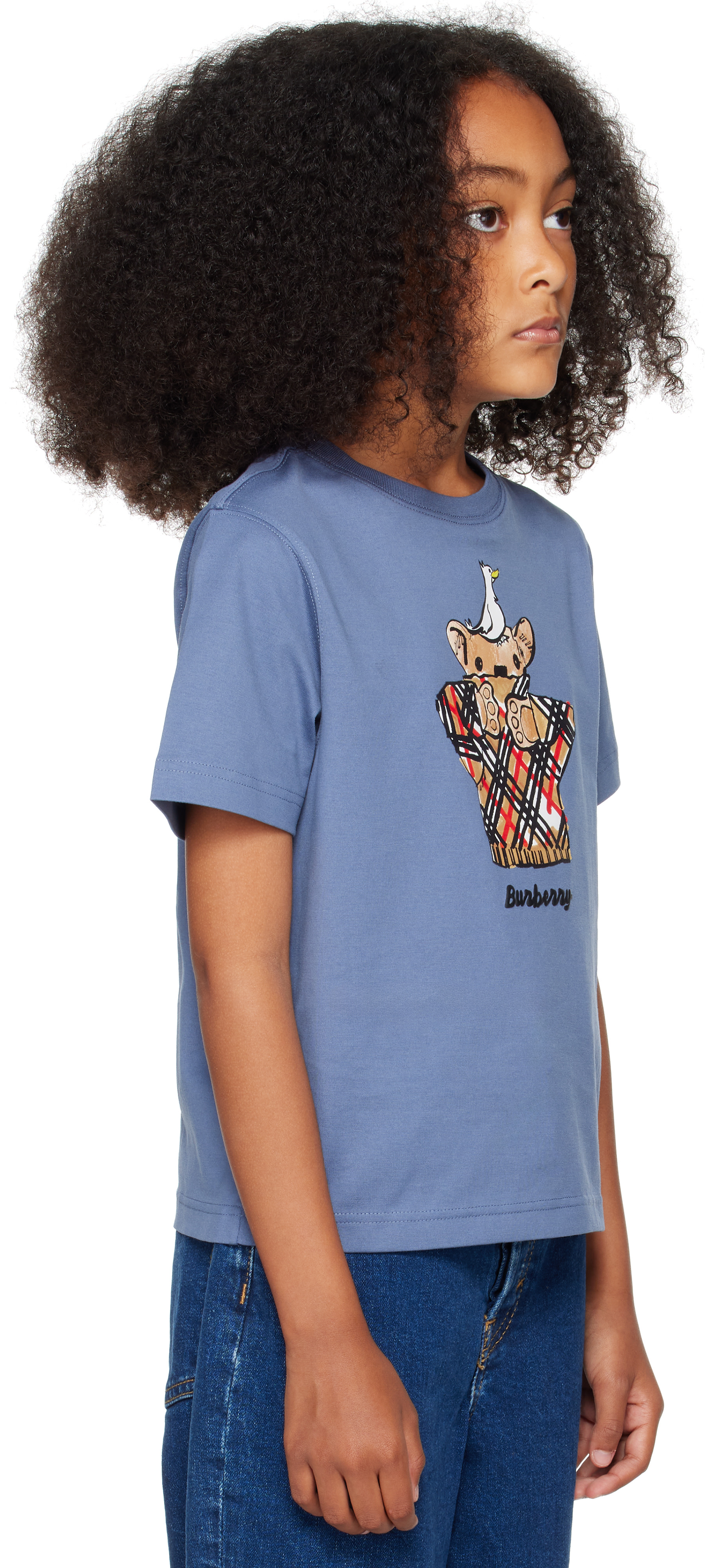 Burberry: Kids Blue Cosy Bear Cotton T-shirt | SSENSE