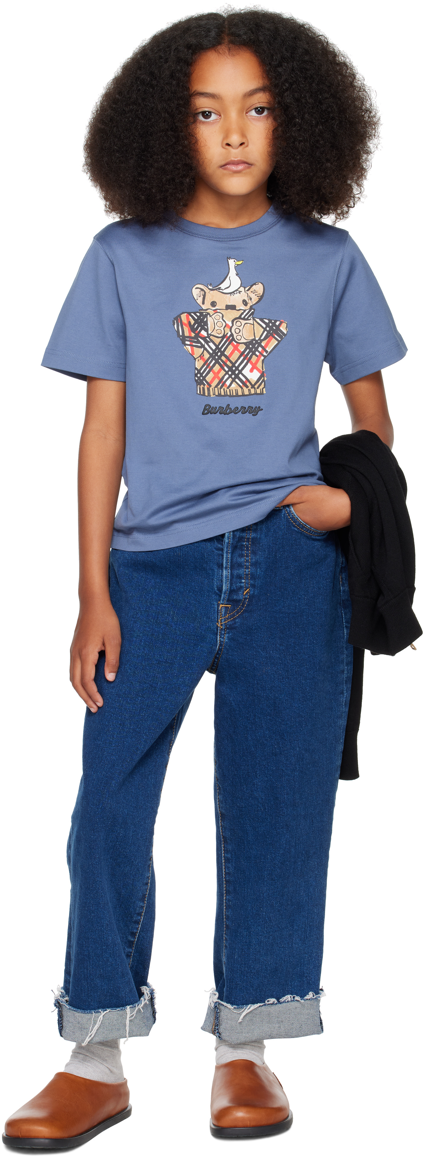Burberry: Kids Blue Cosy Bear Cotton T-shirt | SSENSE Switzerland