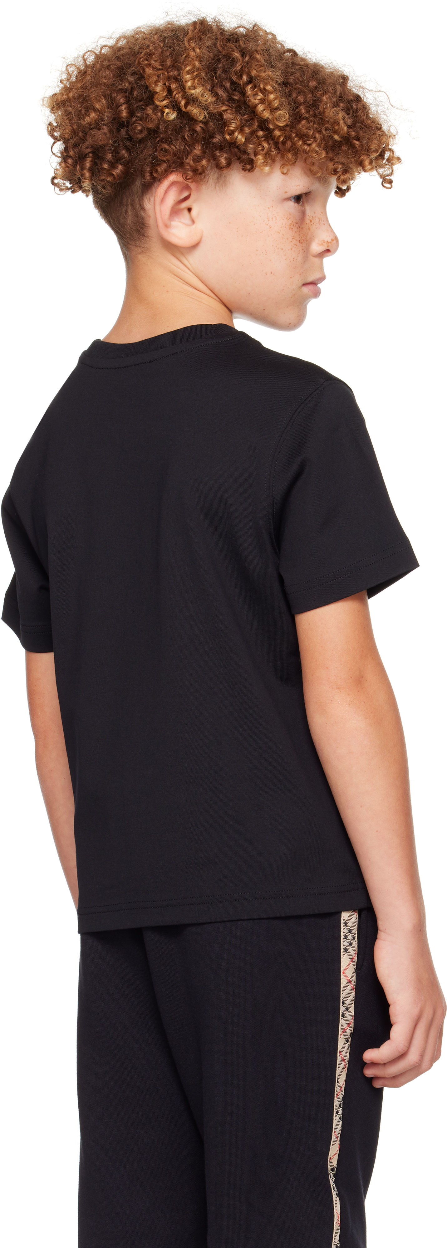 Burberry: Kids Black Check Knight Stamp Cotton T-shirt | SSENSE Canada