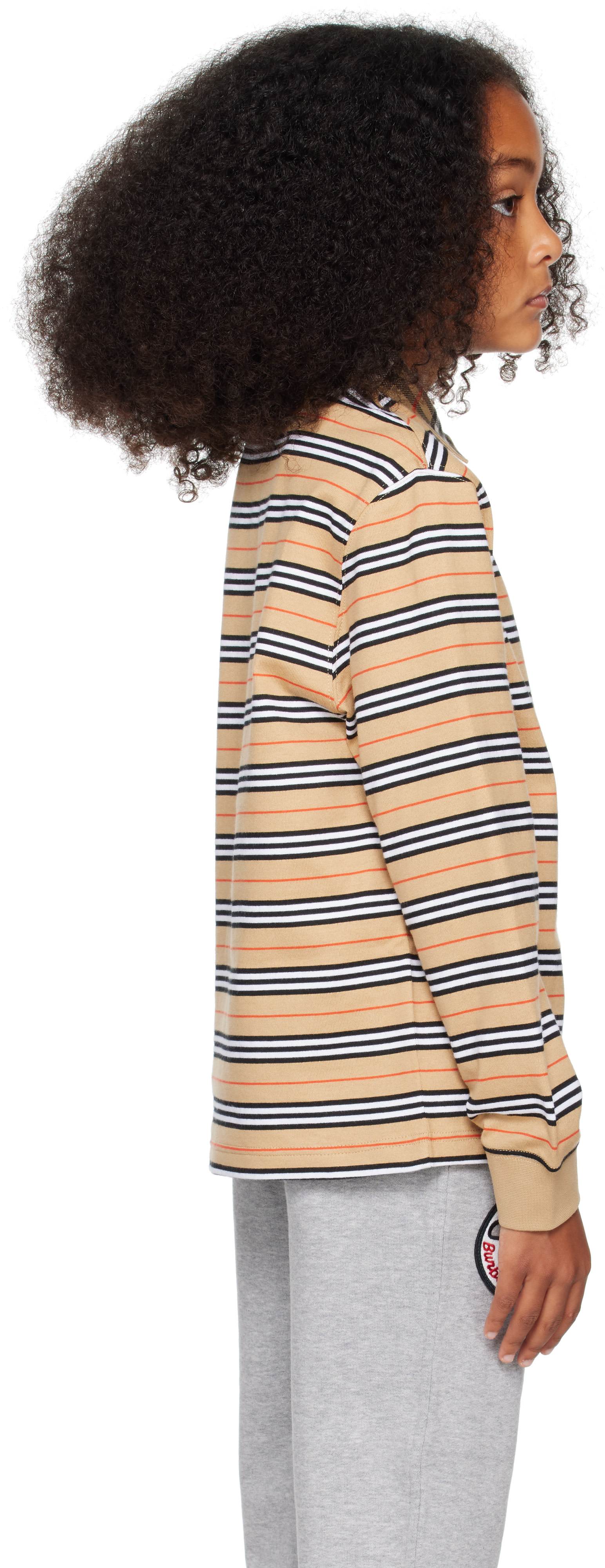 Burberry: Kids Beige Long-Sleeve Icon Stripe Cotton T-shirt