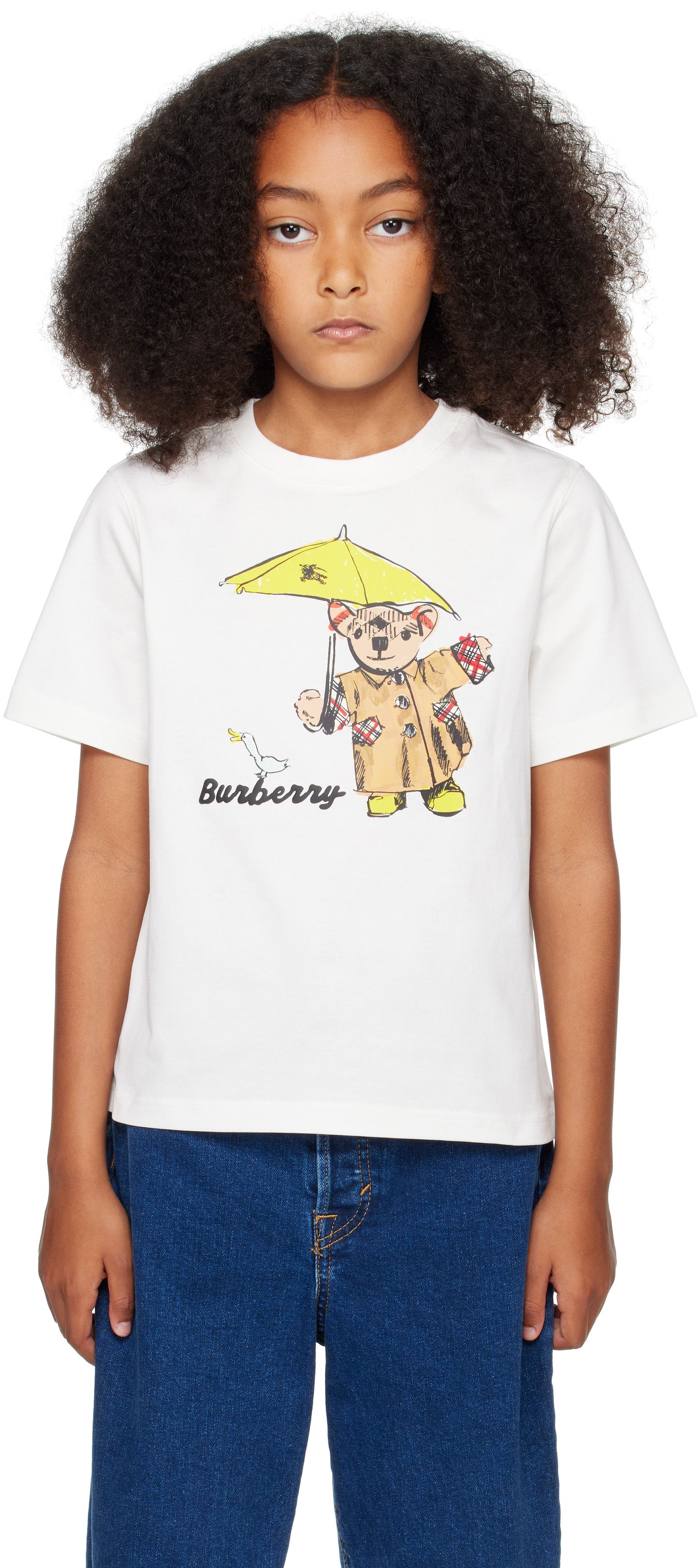 Burberry: Kids White Rain Bear Cotton T-shirt | SSENSE Canada