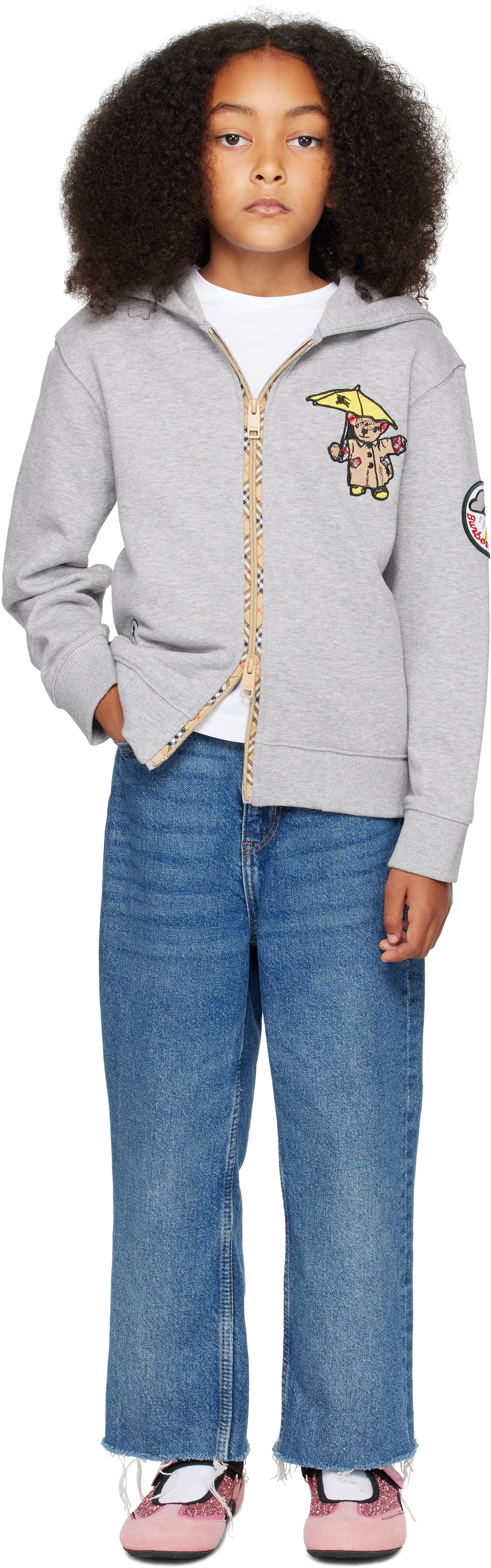 Burberry: Kids Gray Rain Bear Cotton Zip Hoodie | SSENSE Canada