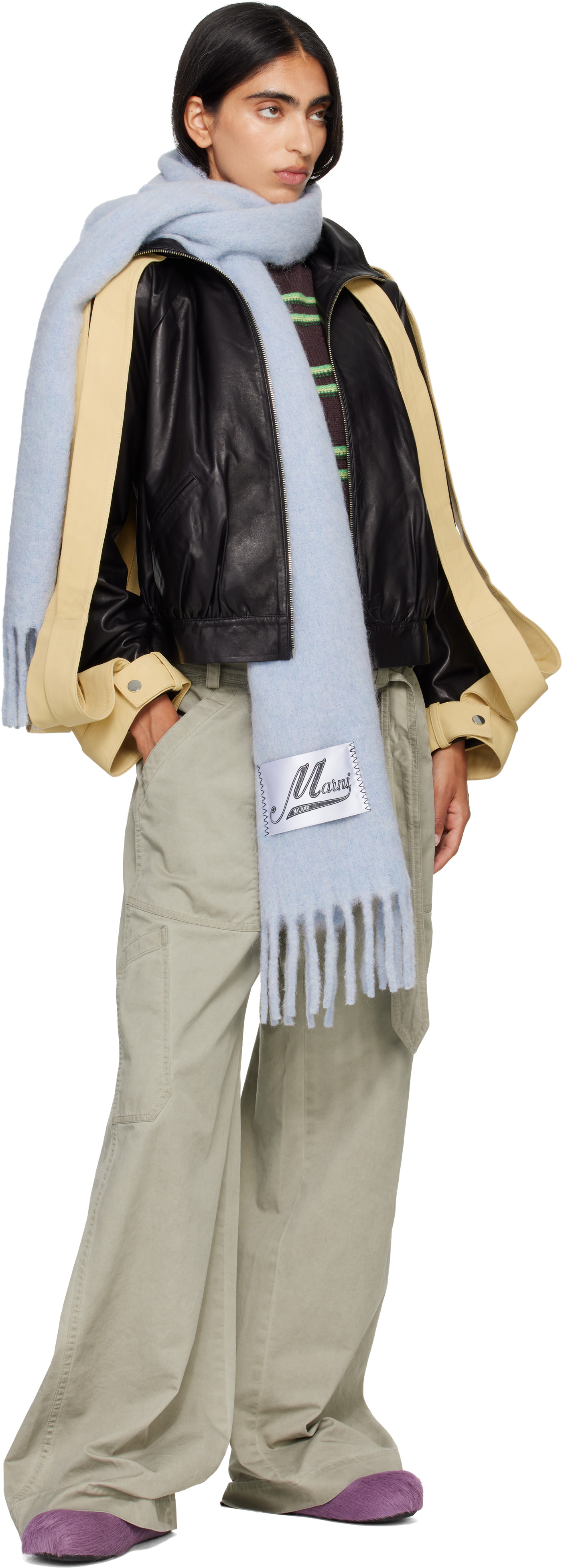 Marni - Écharpe bleue en alpaga