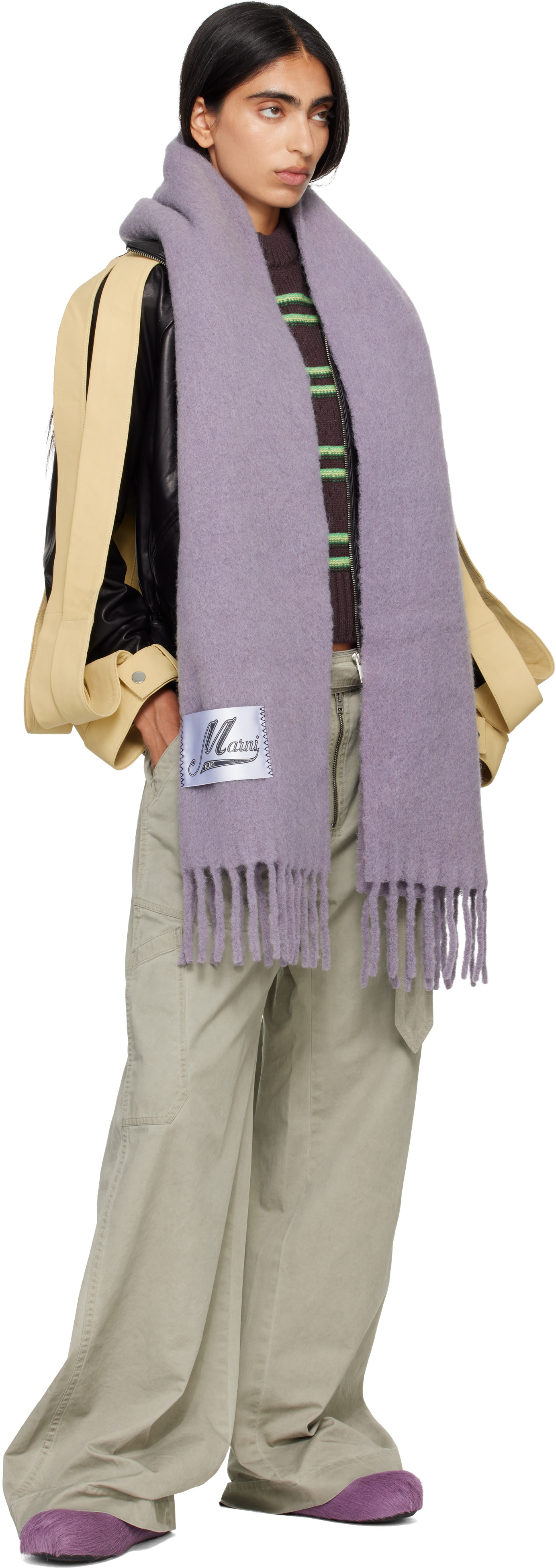 Marni - Écharpe mauve en alpaga