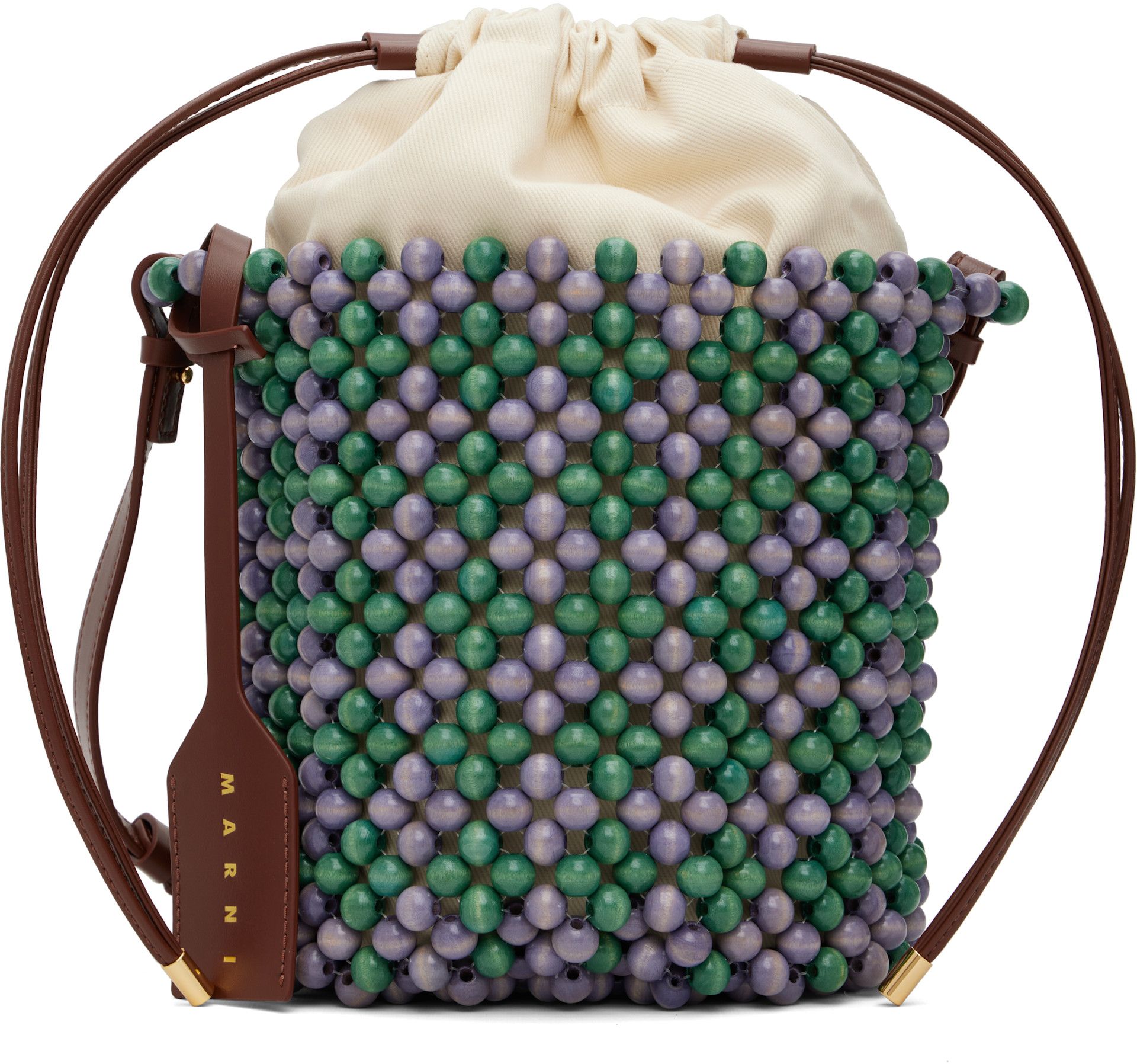 Marni - Sac mauve et vert à perles