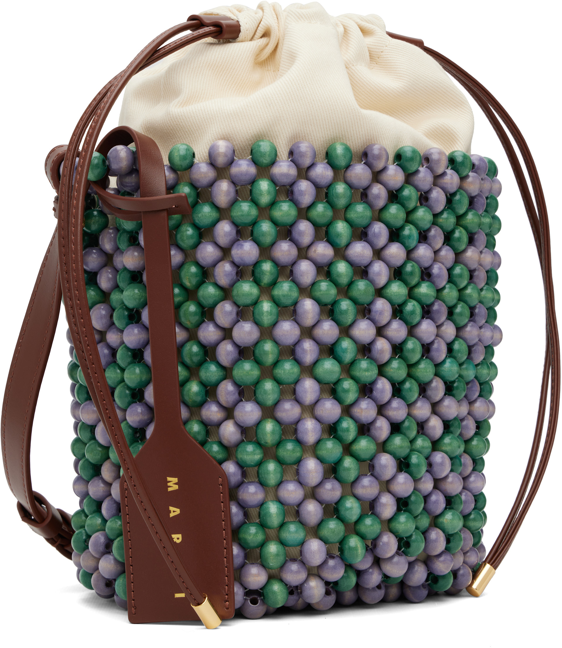 Marni - Sac mauve et vert à perles