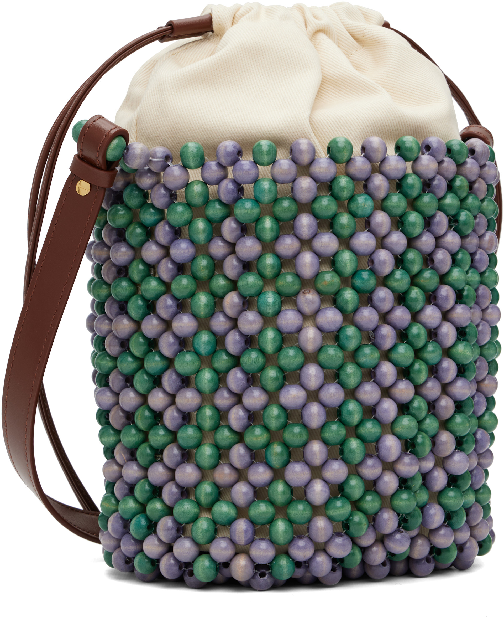 Marni - Sac mauve et vert à perles