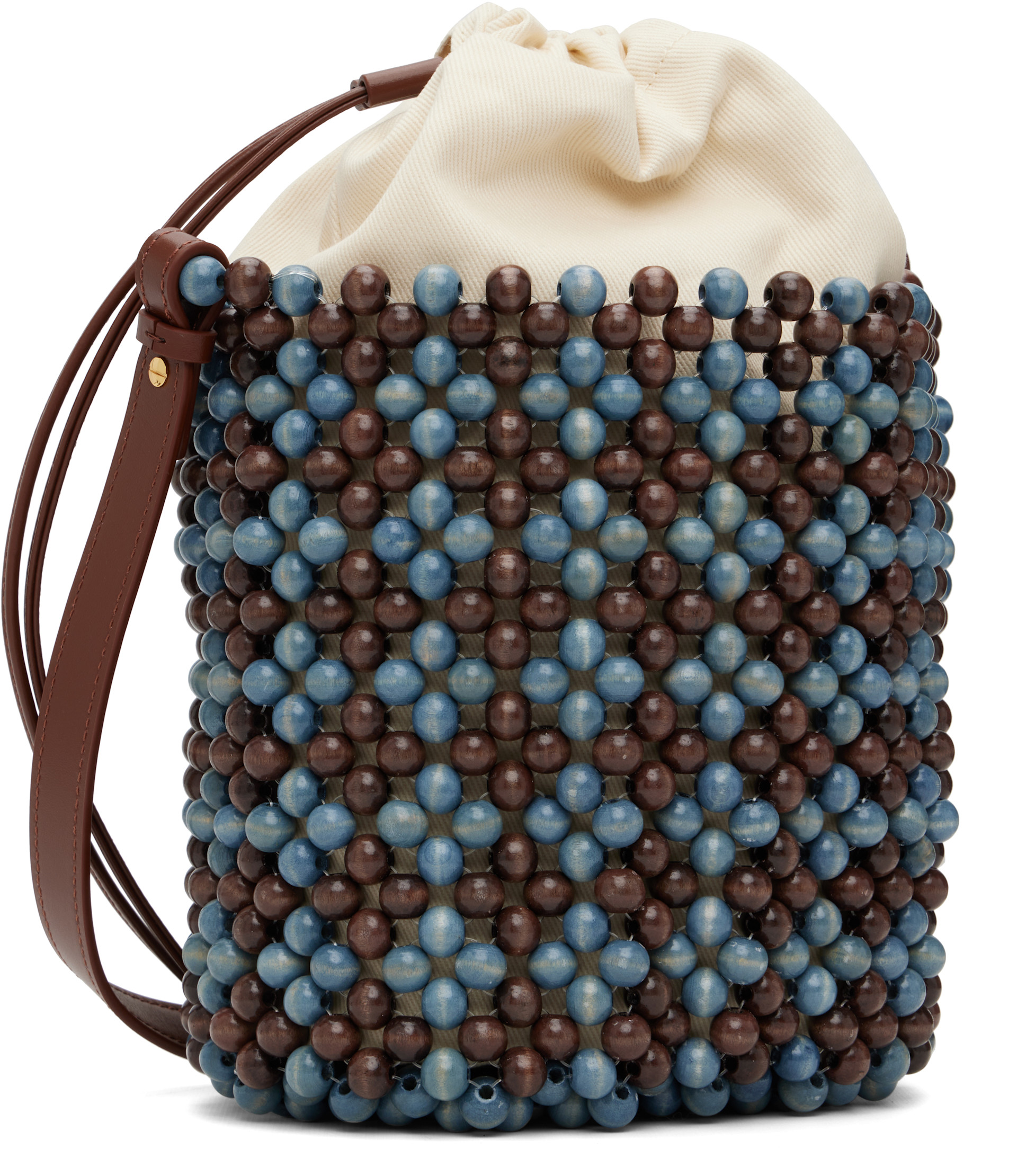 Marni - Sac bleu et brun à perles
