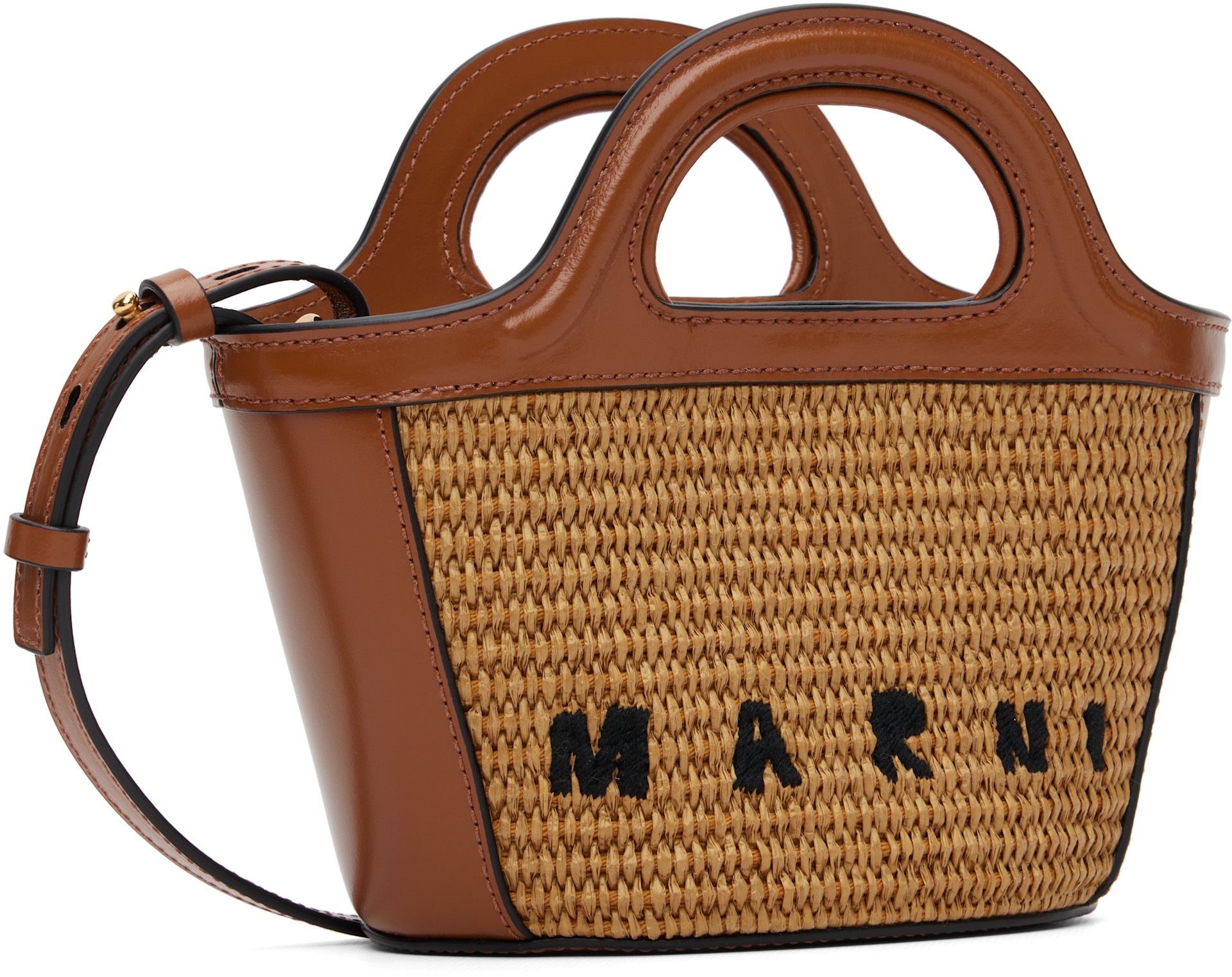 Marni - Micro cabas Tropicalia brun