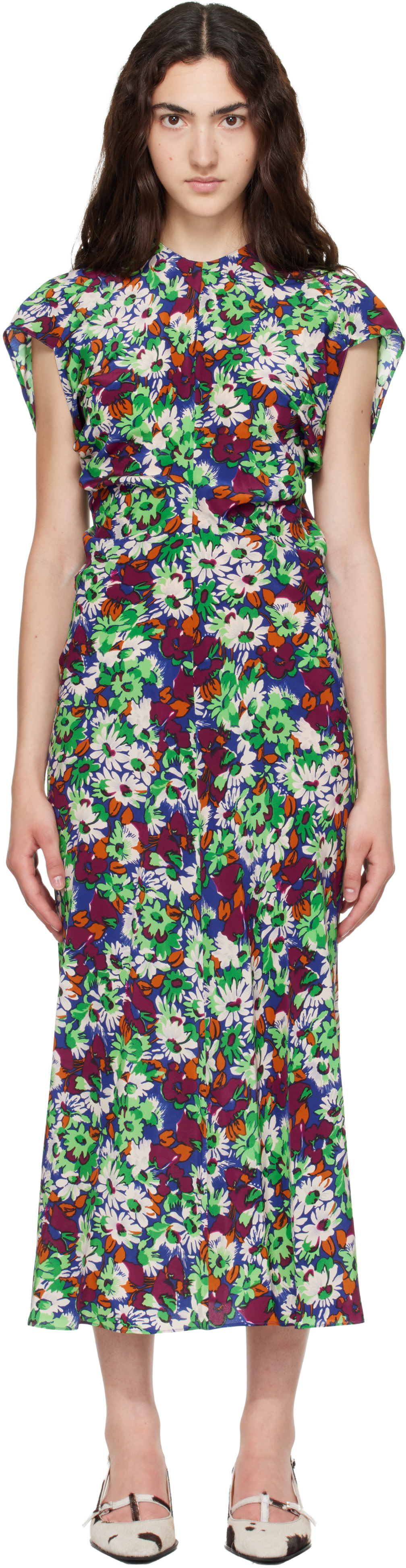 Marni - Robe midi multicolore à motif fleuri