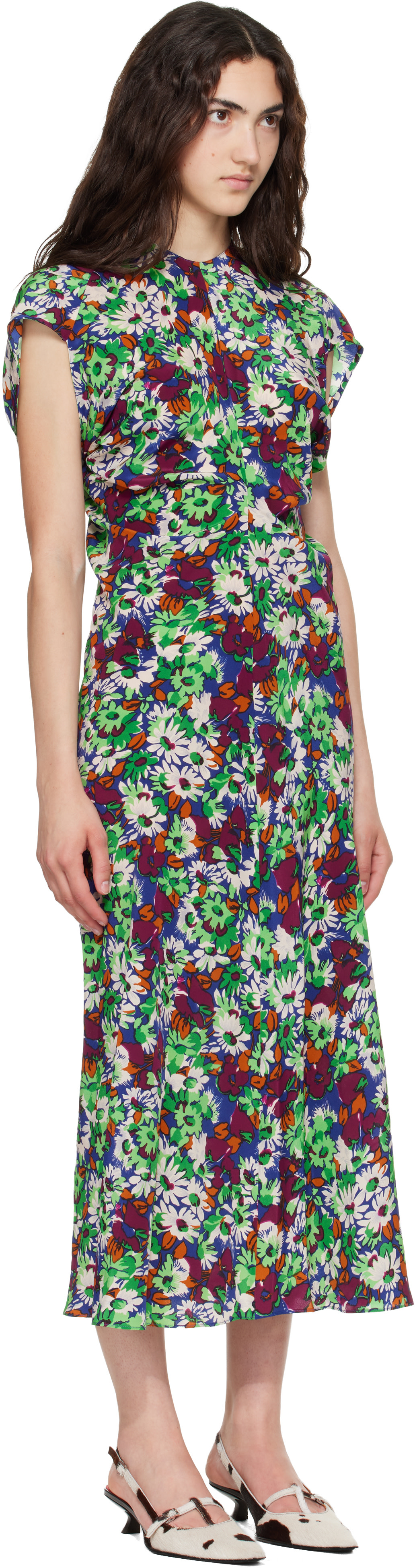 Marni - Robe midi multicolore à motif fleuri