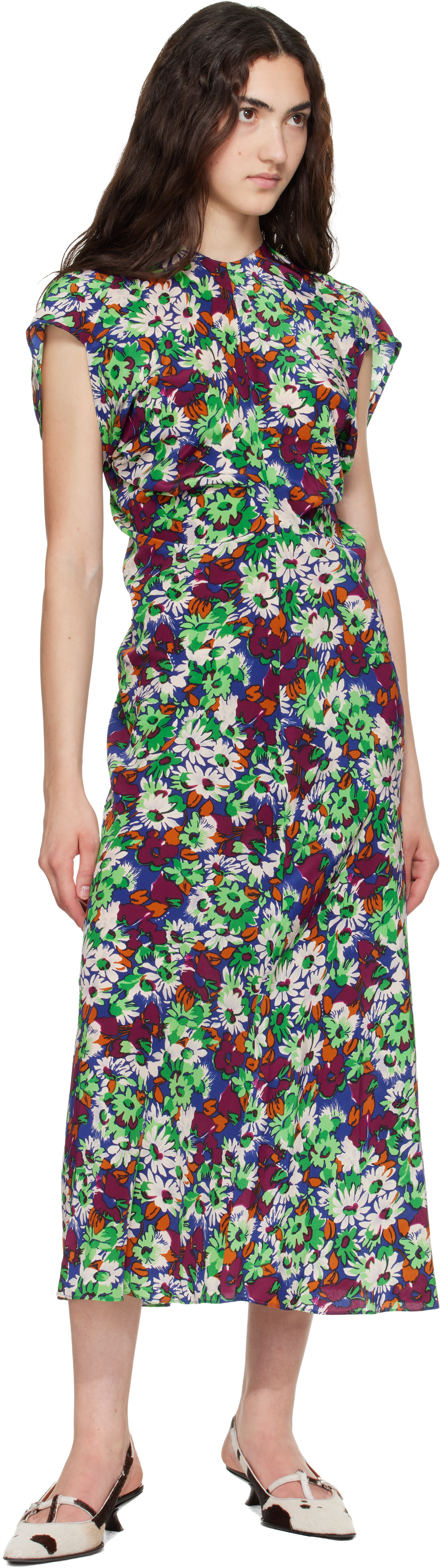 Marni - Robe midi multicolore à motif fleuri