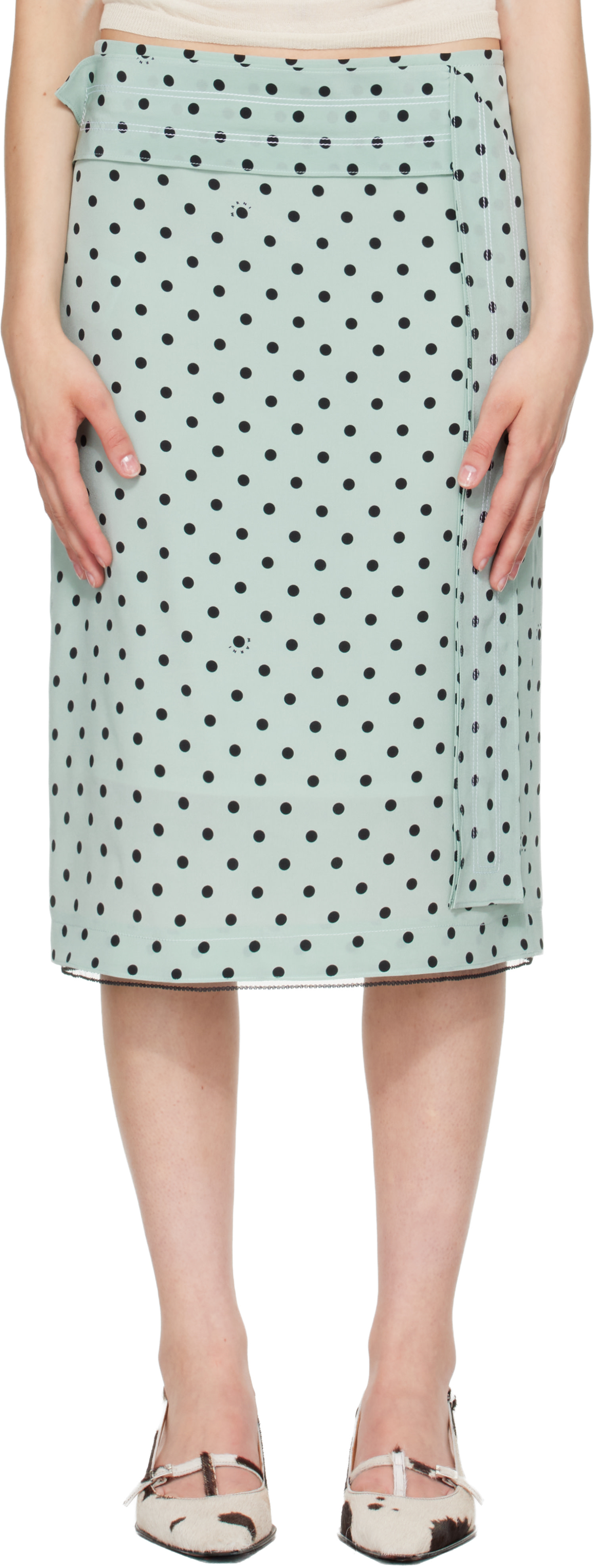 Marni - Green Polka Dots Midi Skirt