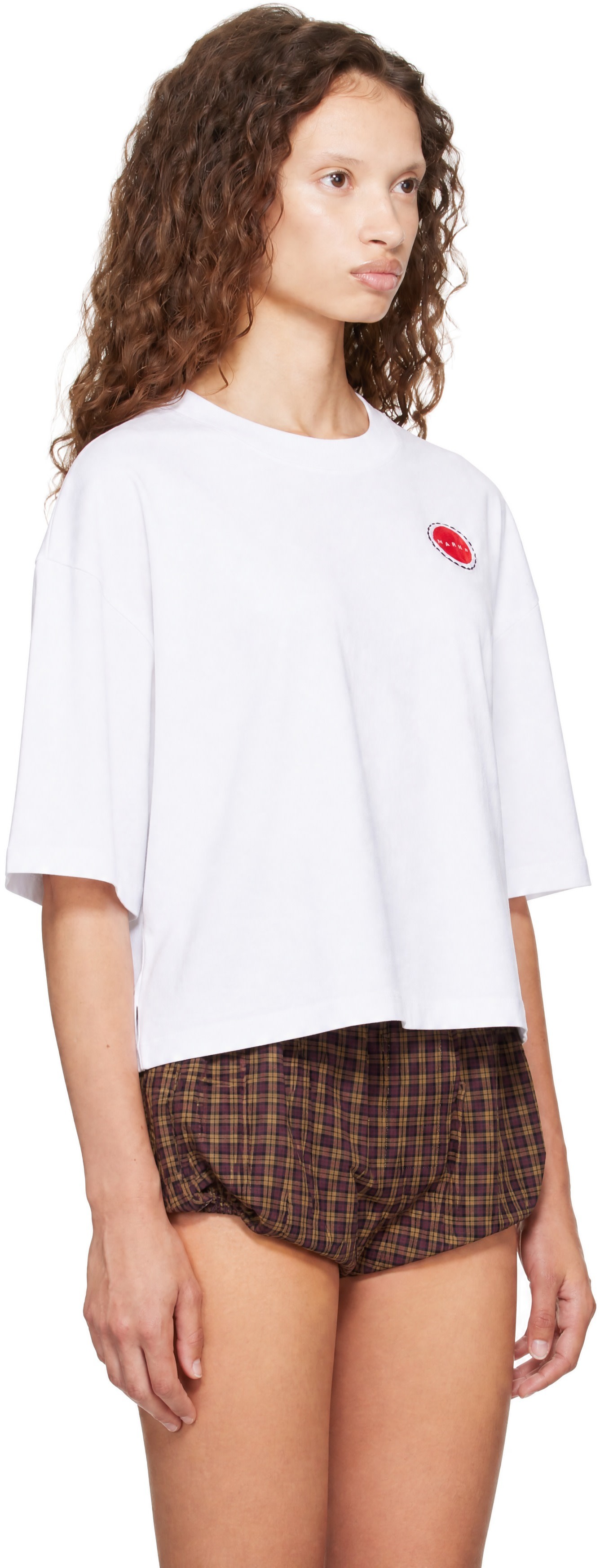 Marni: White Cropped T-shirt | SSENSE