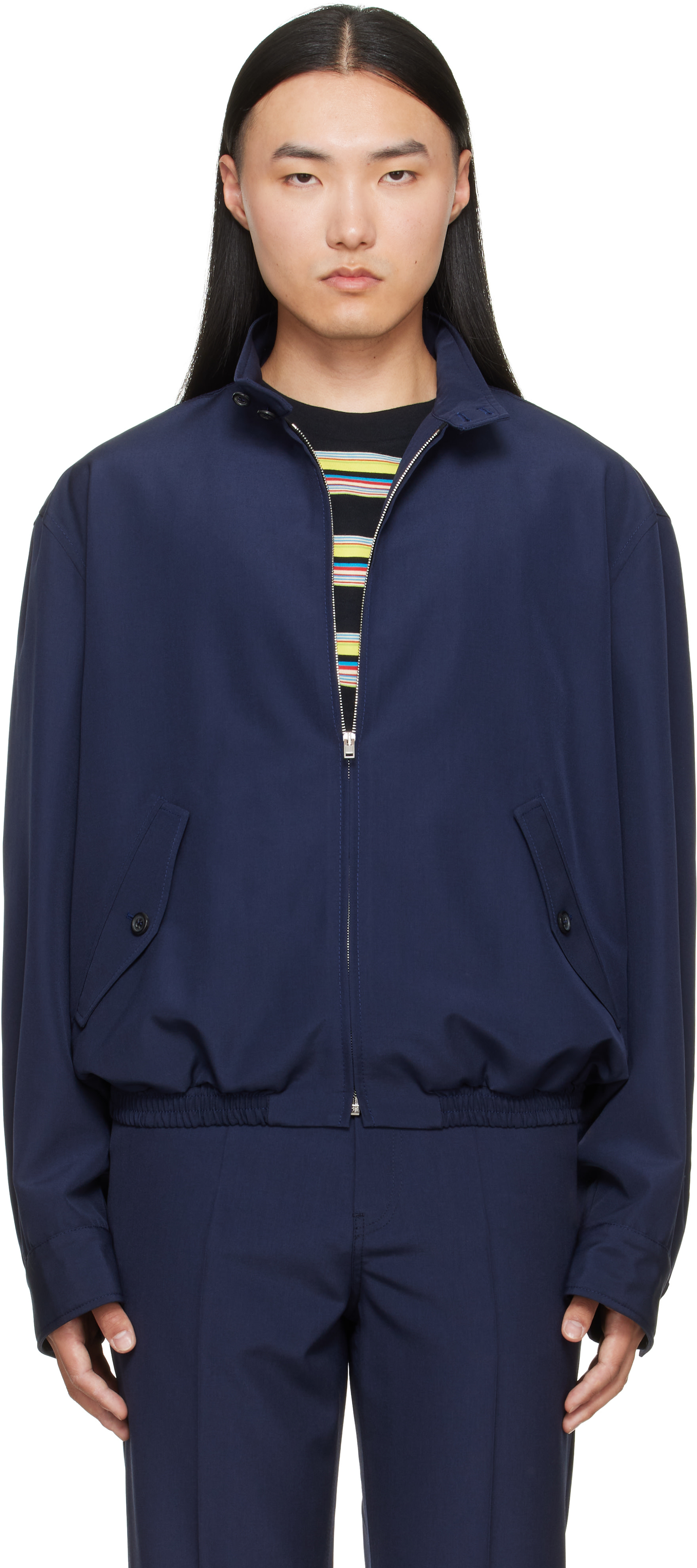 Marni - Navy Embroidered-Logo Jacket
