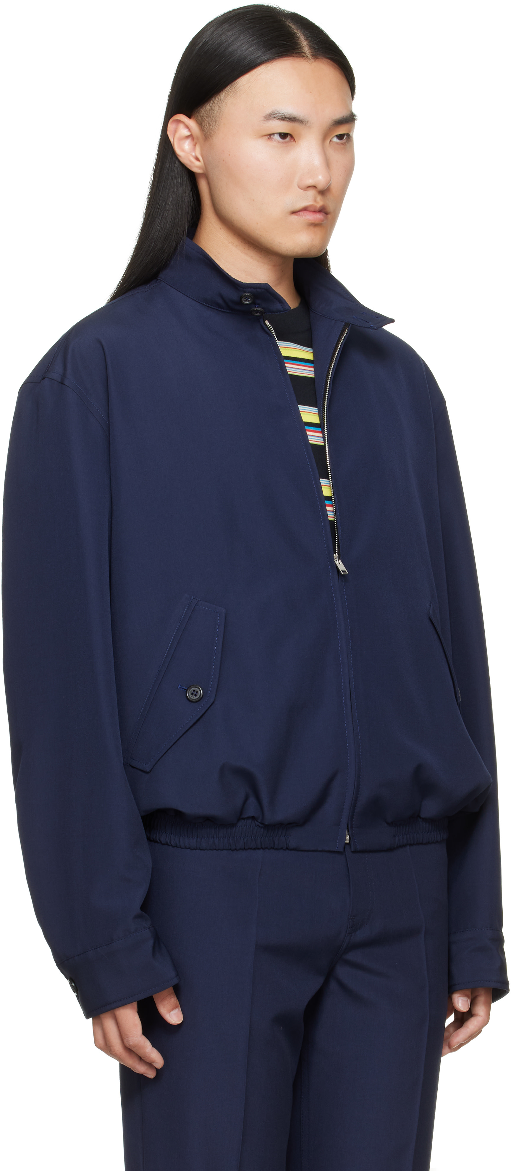Marni - Navy Embroidered-Logo Jacket