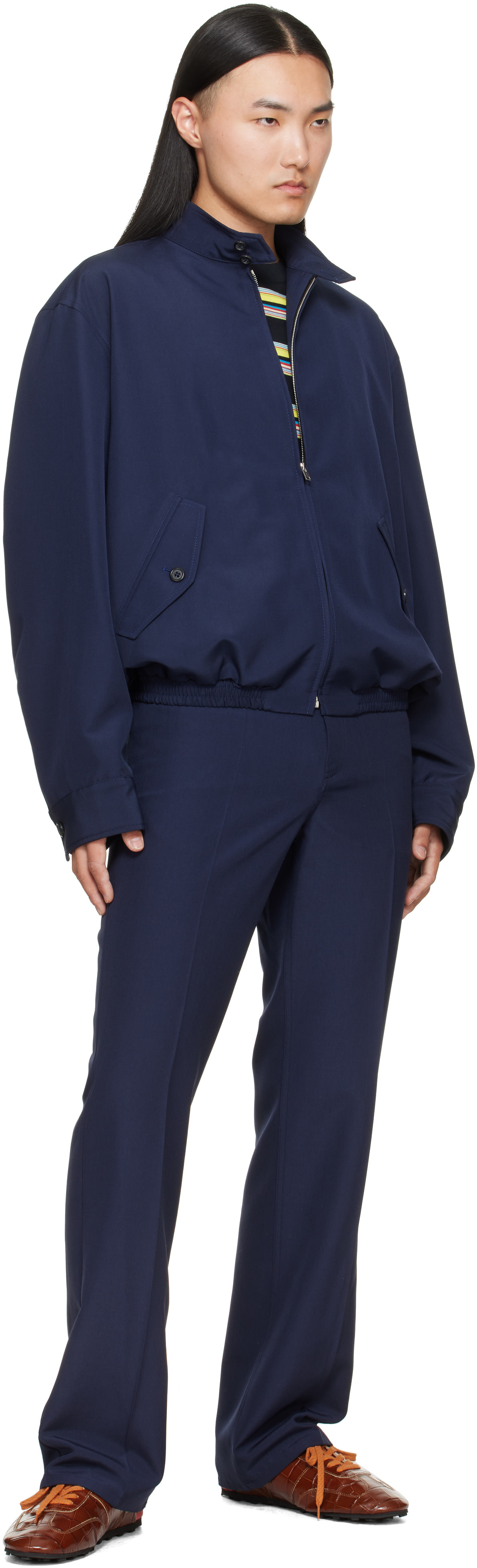 Marni - Navy Embroidered-Logo Jacket