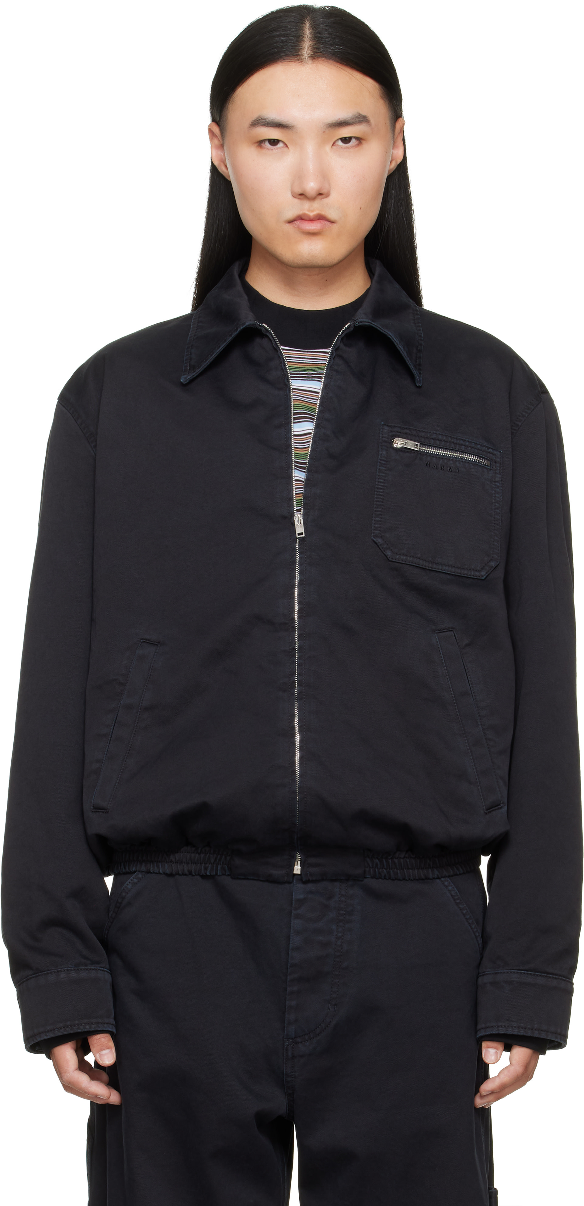 Marni - Blouson noir à glissière