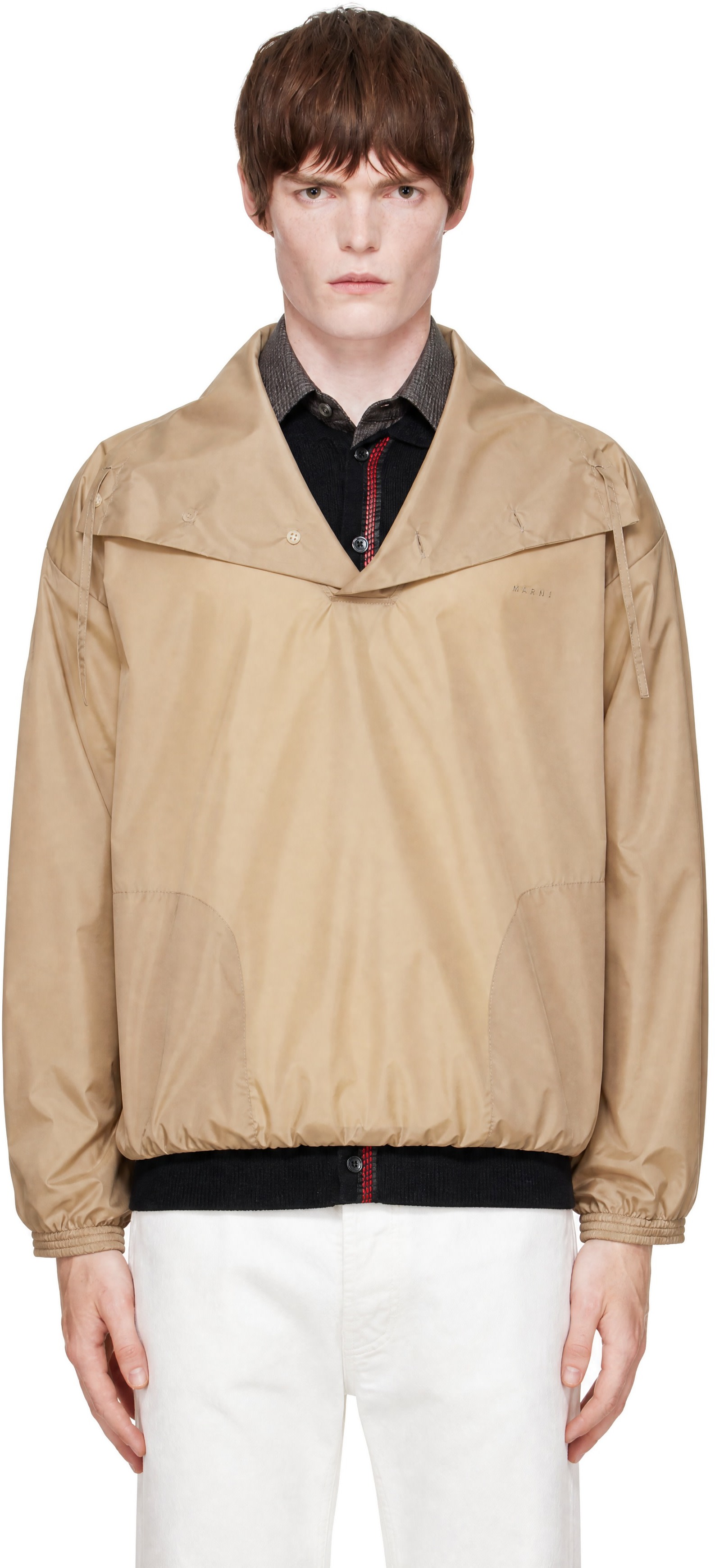 Marni - Beige Nylon Funnel Neck Jacket