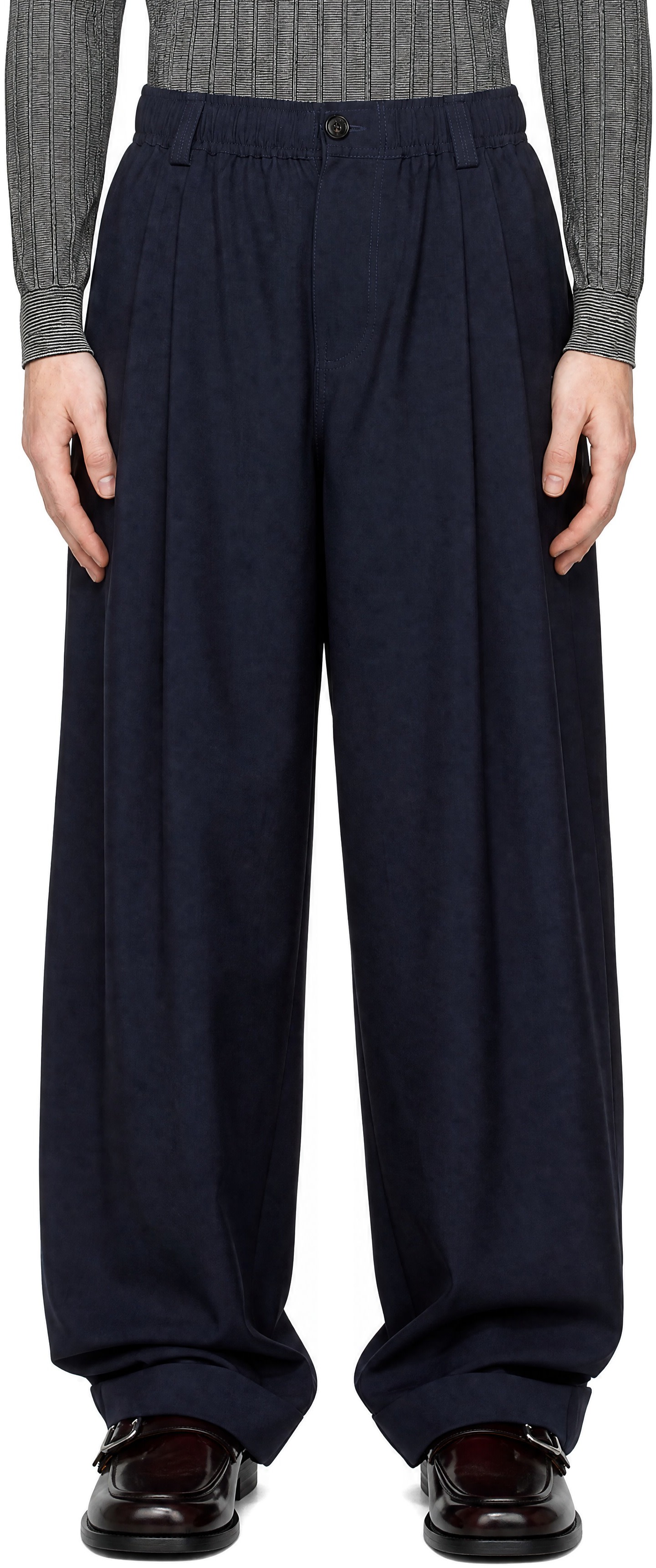 Marni - Navy Pleated Trousers