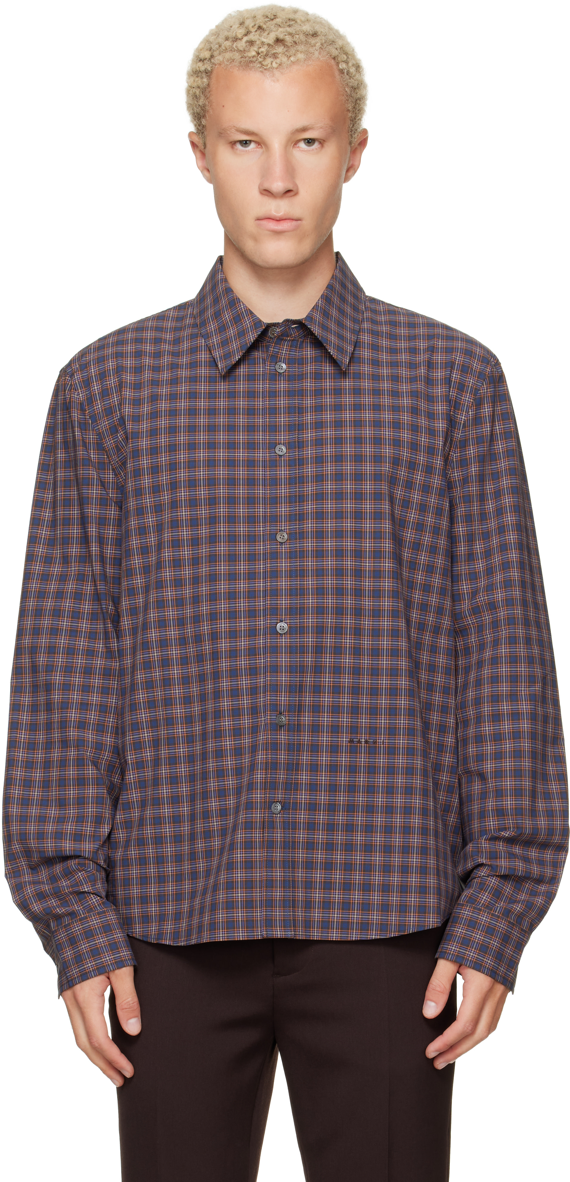 Marni - Navy Checked Cotton Shirt