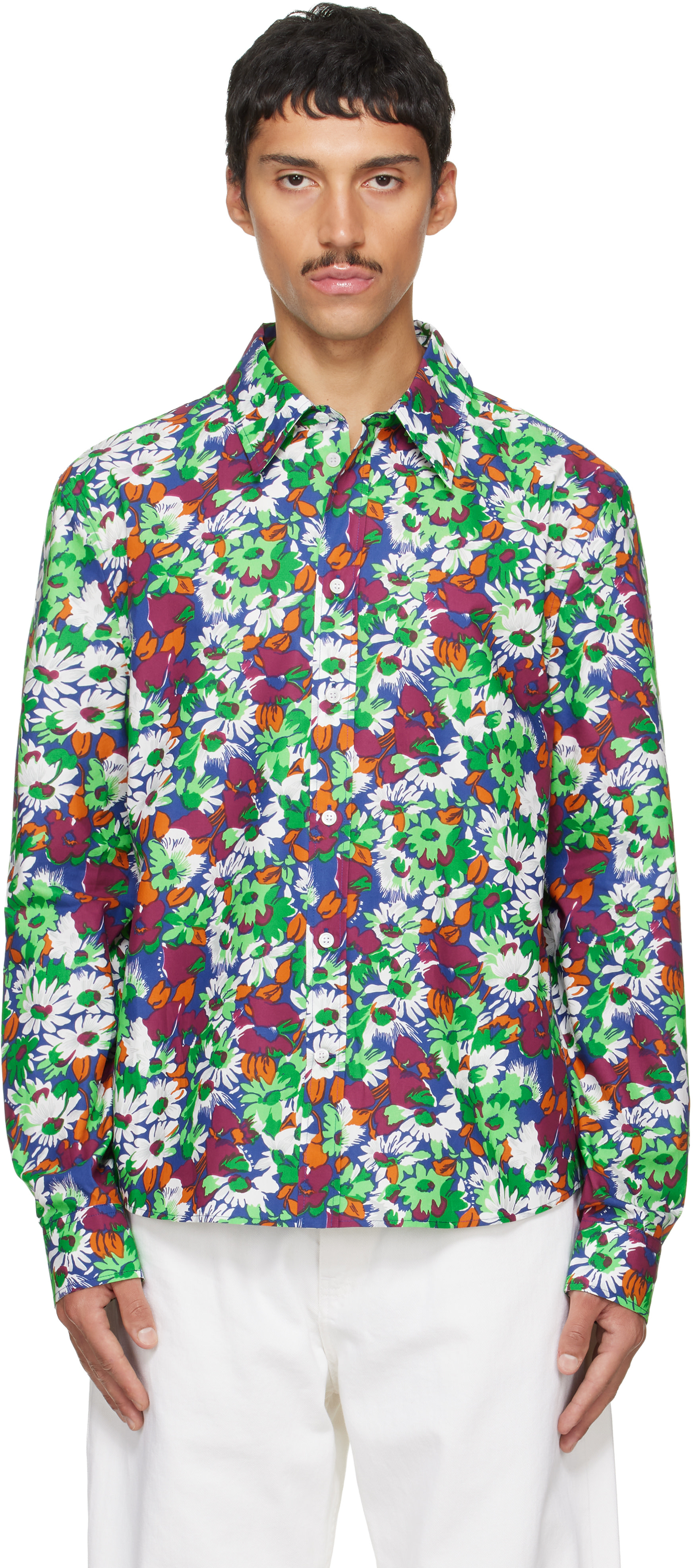 Marni - Blue Pop Flowers Print Shirt