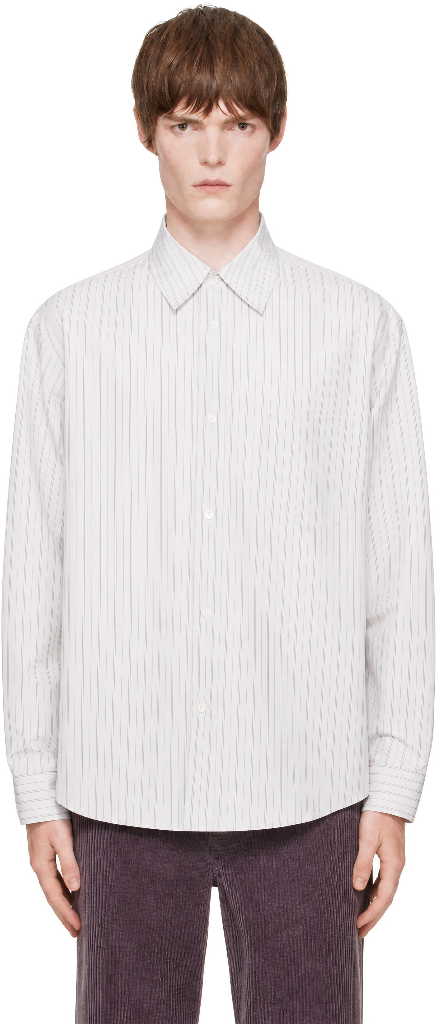 Marni - White Techno Poplin Thin Stripe Shirt