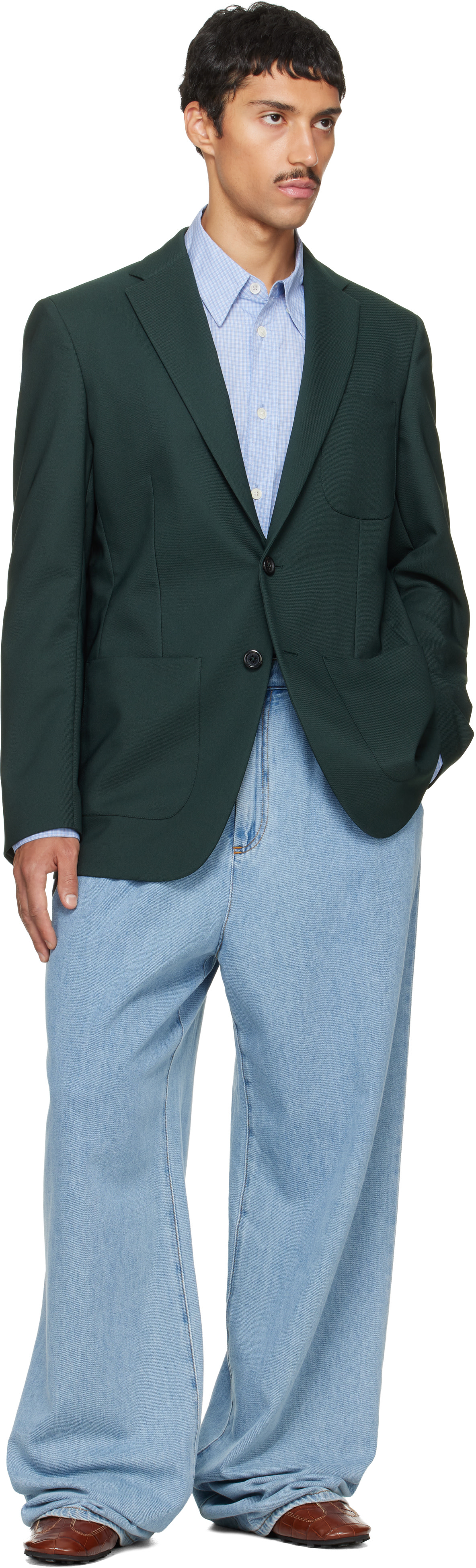 Marni - Veston vert en sergé