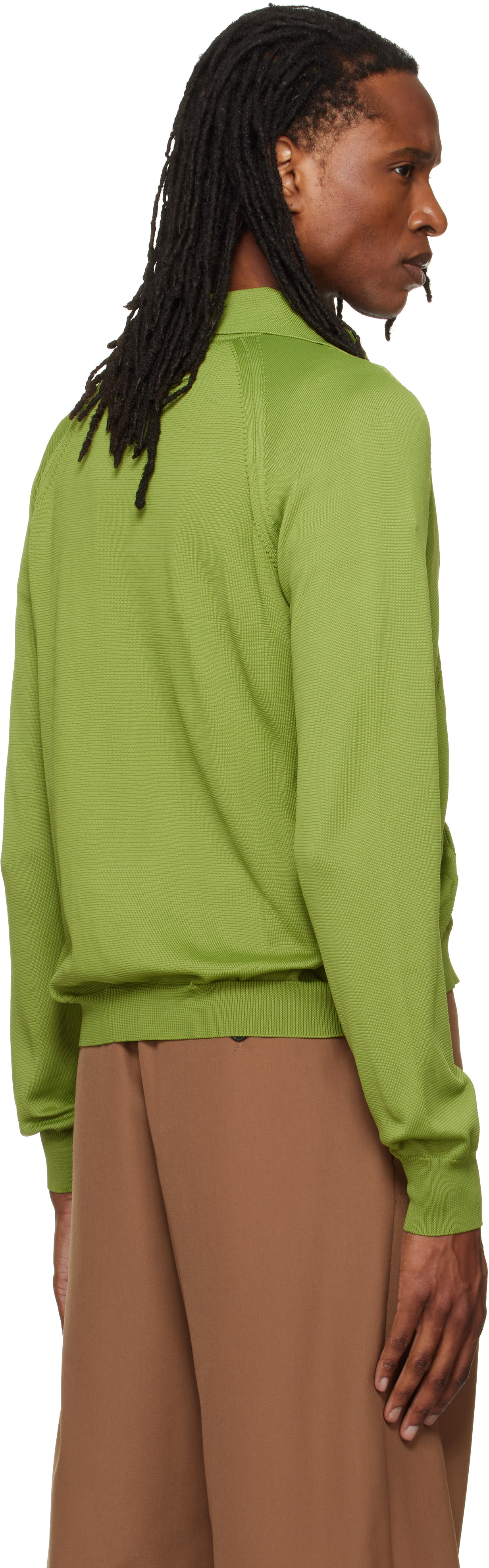 Marni: Green Pointelle Cardigan | SSENSE