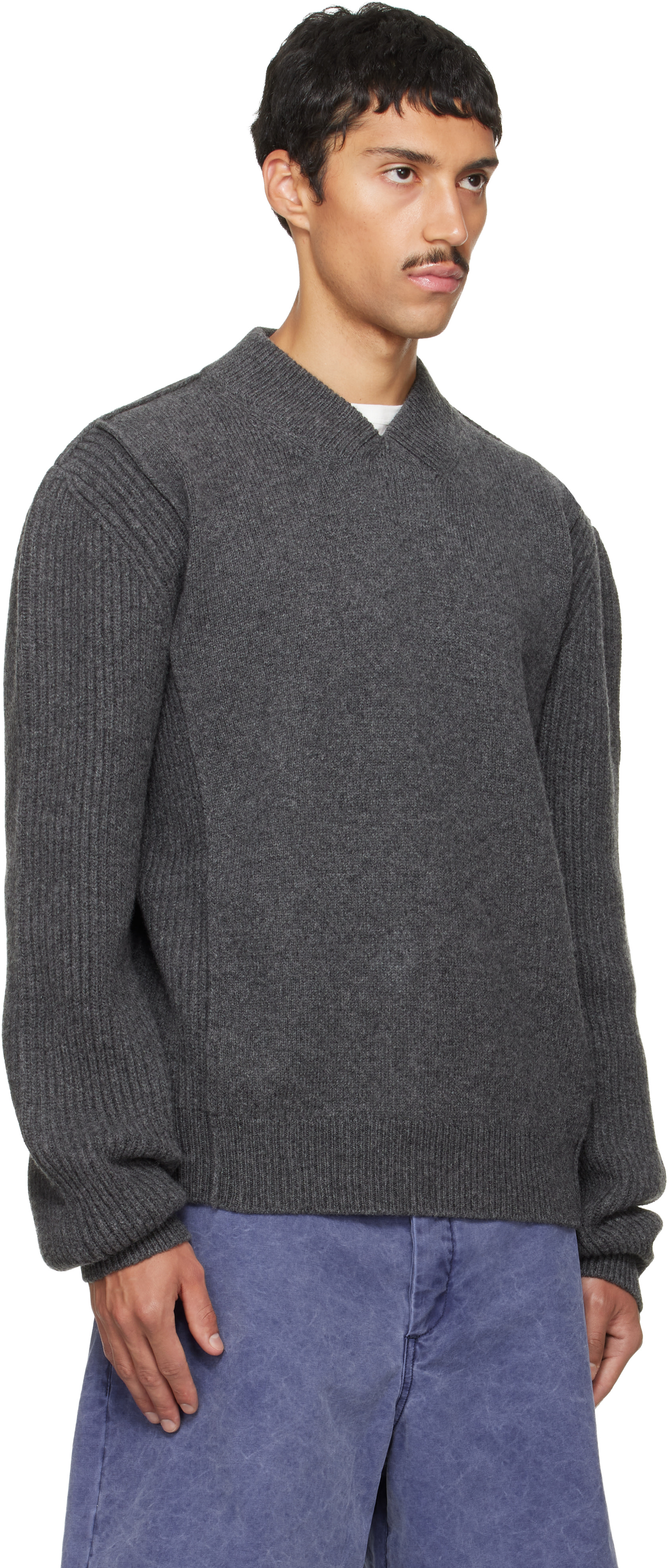 Marni - Pull gris à col en V