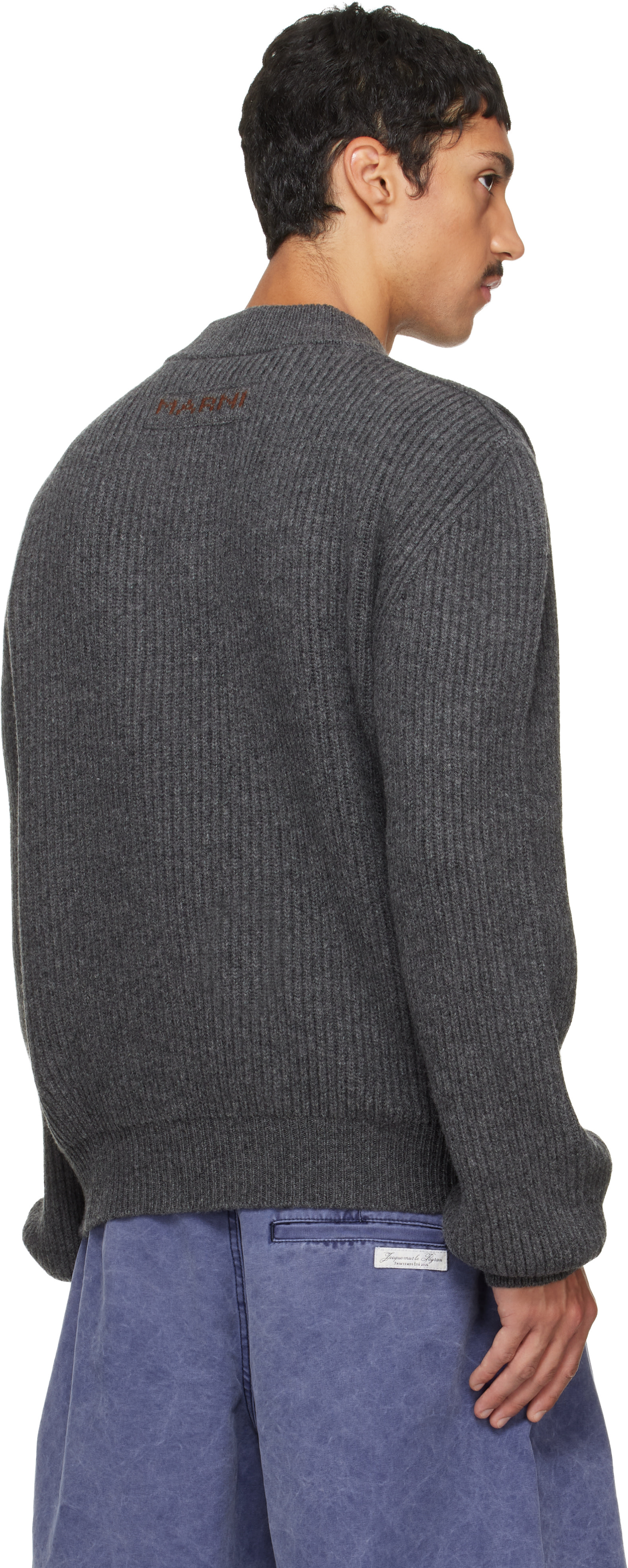Marni - Pull gris à col en V