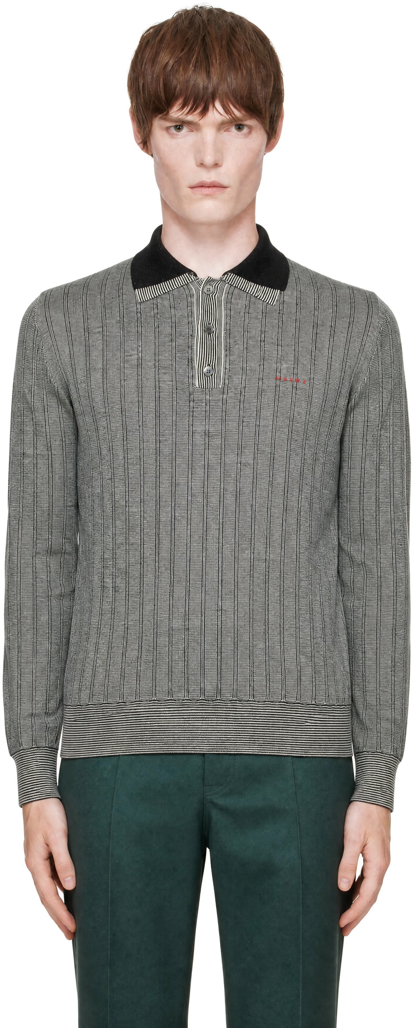 Marni - Black & White Virgin Wool Polo