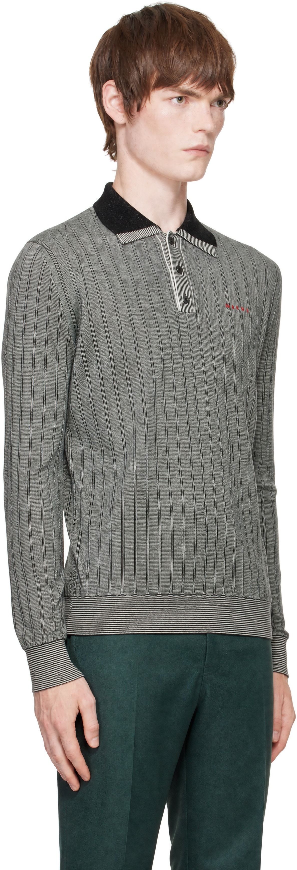 Marni - Black & White Virgin Wool Polo