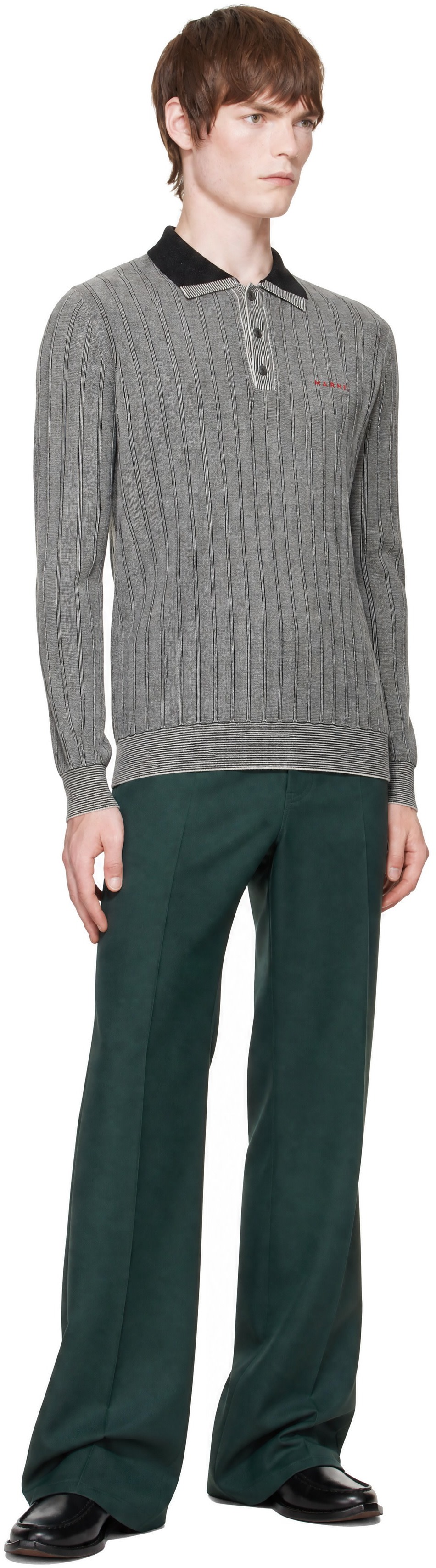 Marni - Black & White Virgin Wool Polo