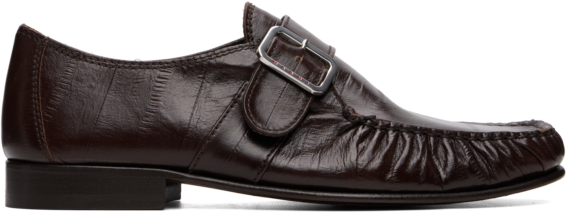 Marni - Brown Eel-Effect Leather Wallabee Loafers