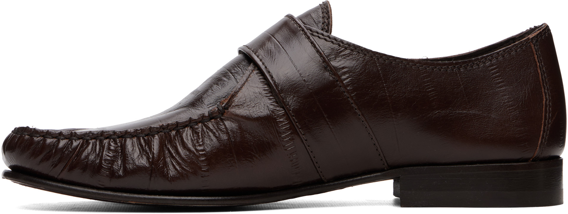 Marni - Brown Eel-Effect Leather Wallabee Loafers
