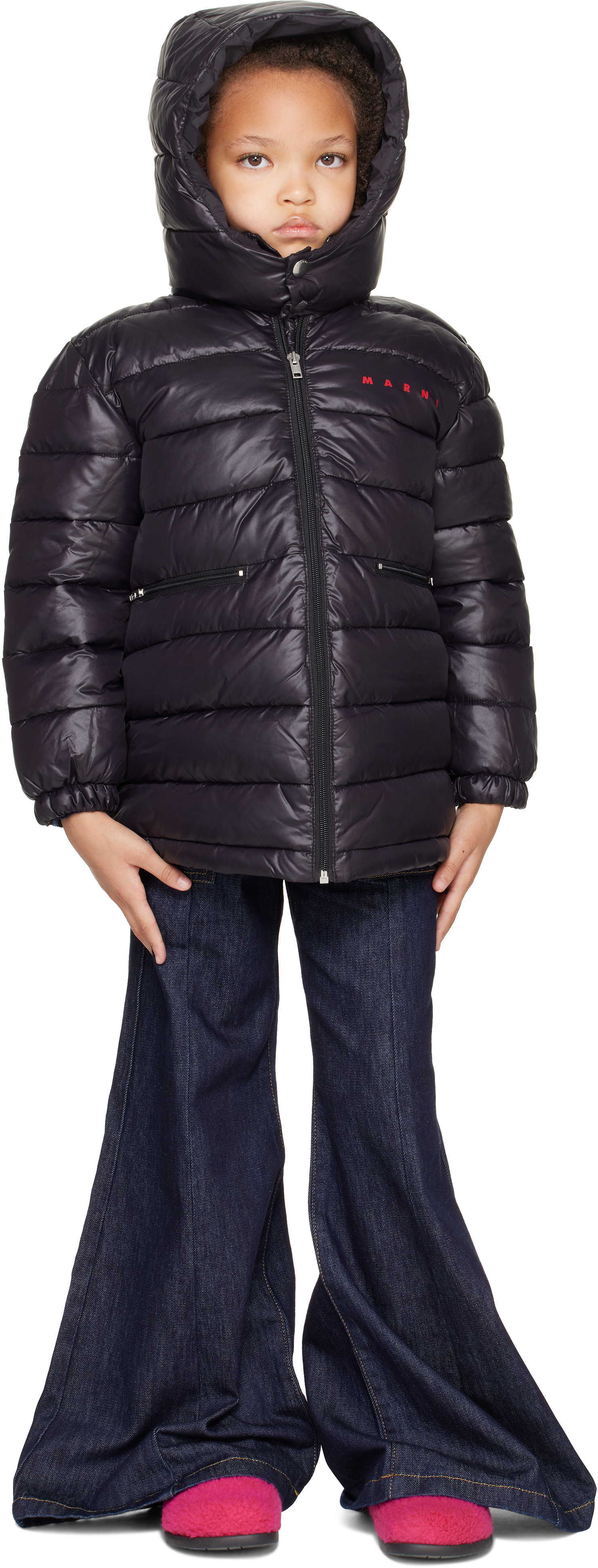 Marni - Kids Black Nylon Puffer Coat
