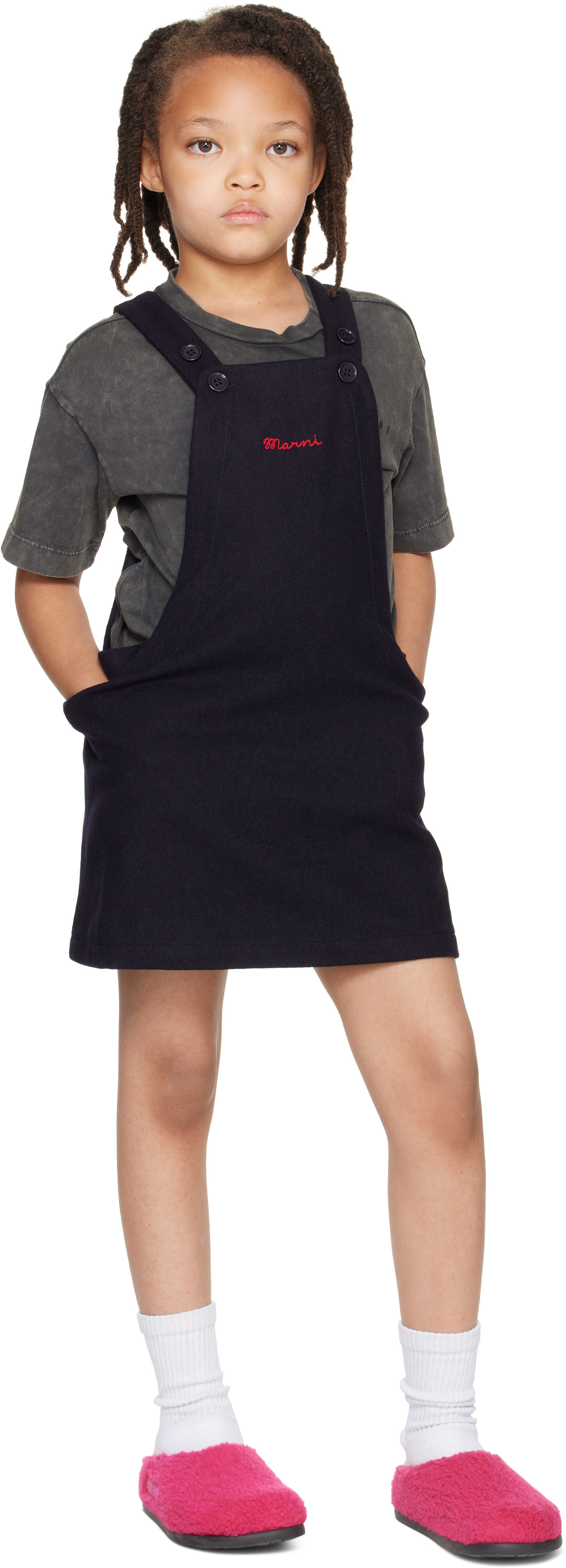 Marni - Enfant | Robe noire à logo brodé