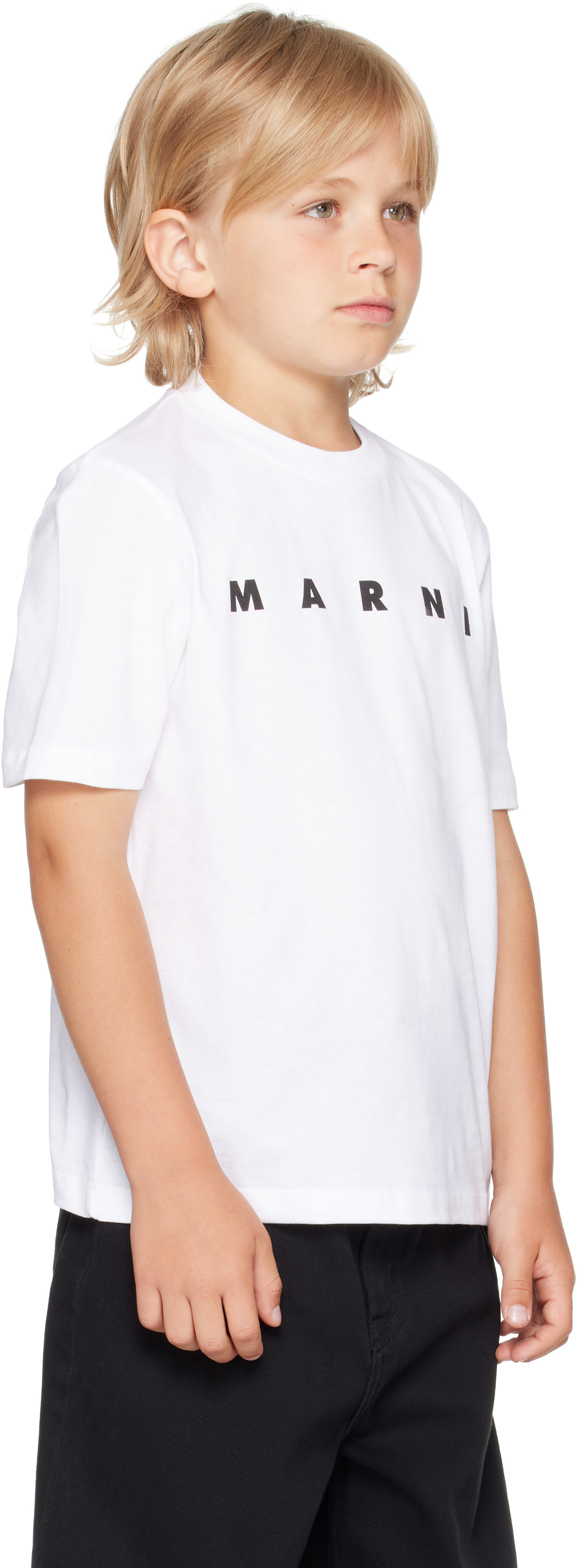 Marni - 키즈 화이트 로고 프린트 티셔츠